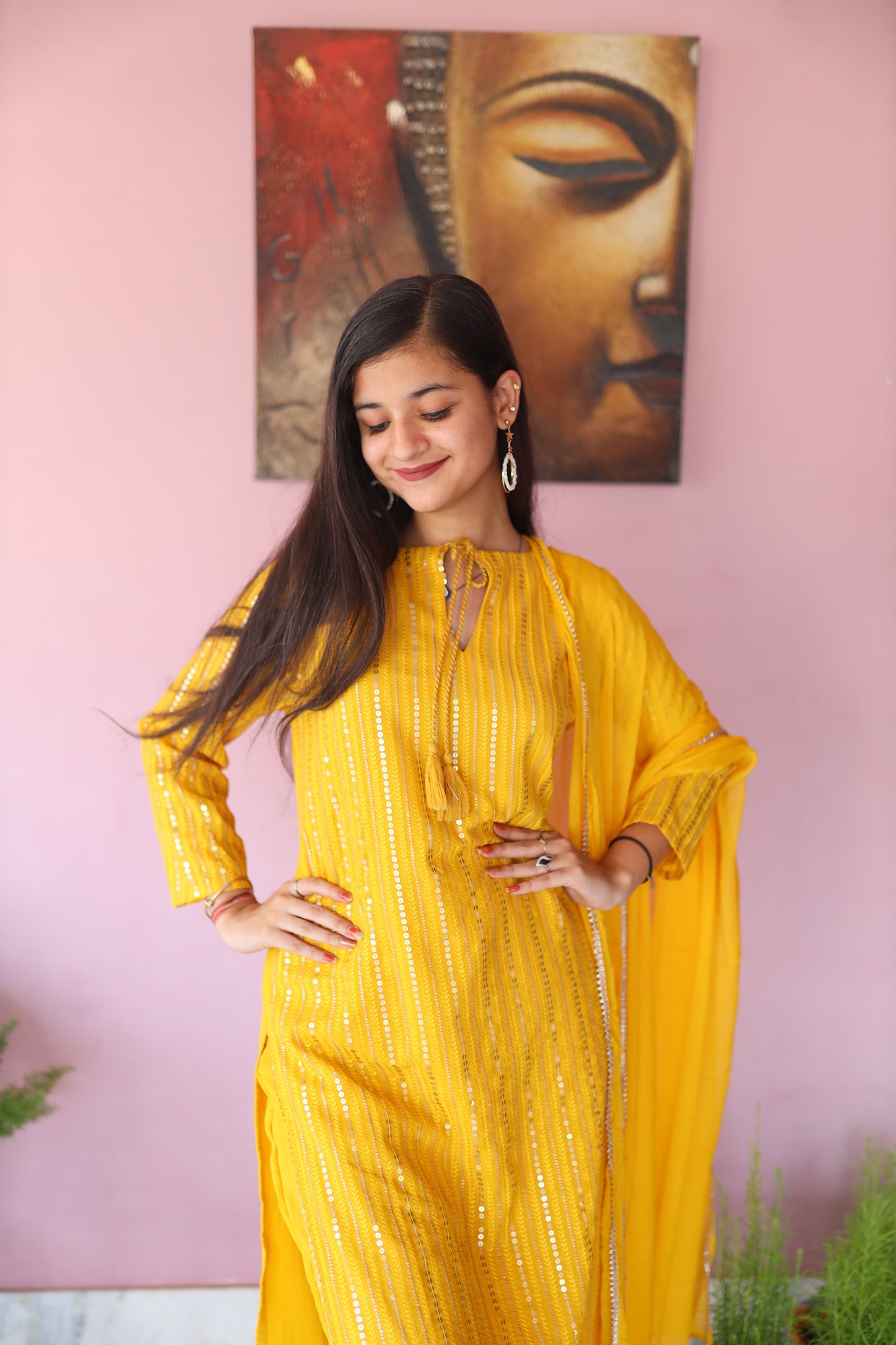 JEENAS Women Gold Georgette Suit