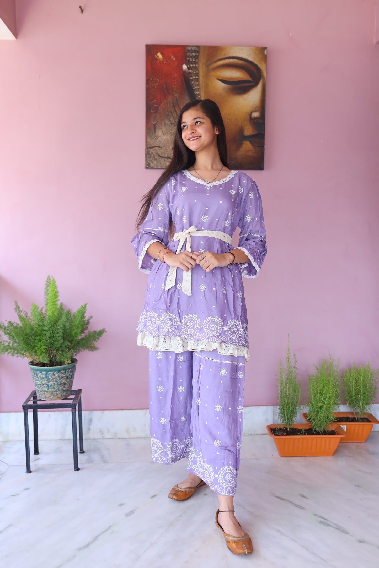 JEENAS Women Pure Masleen Embroidered Co-Ord Set
