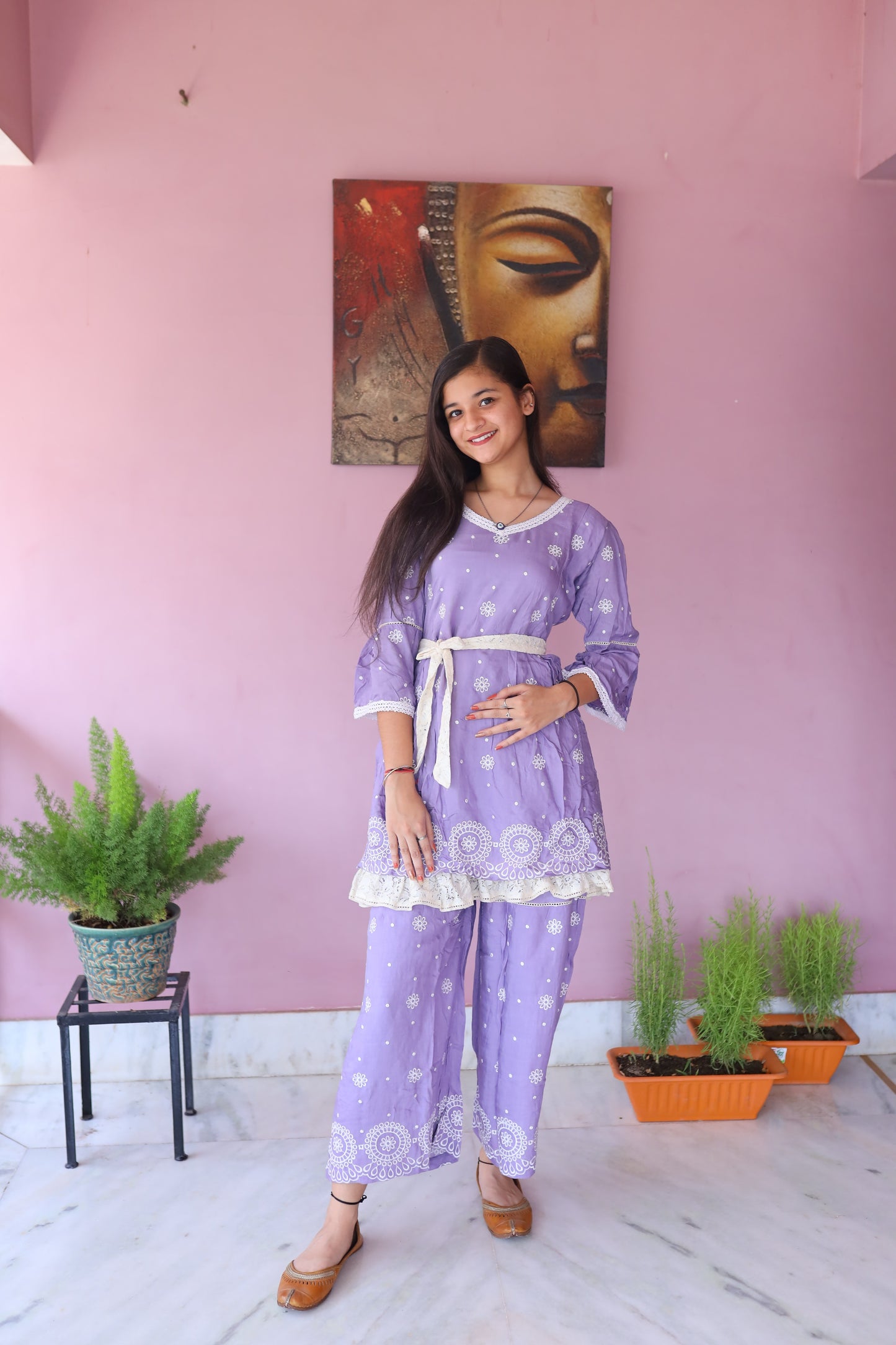 JEENAS Women Pure Masleen Embroidered Co-Ord Set