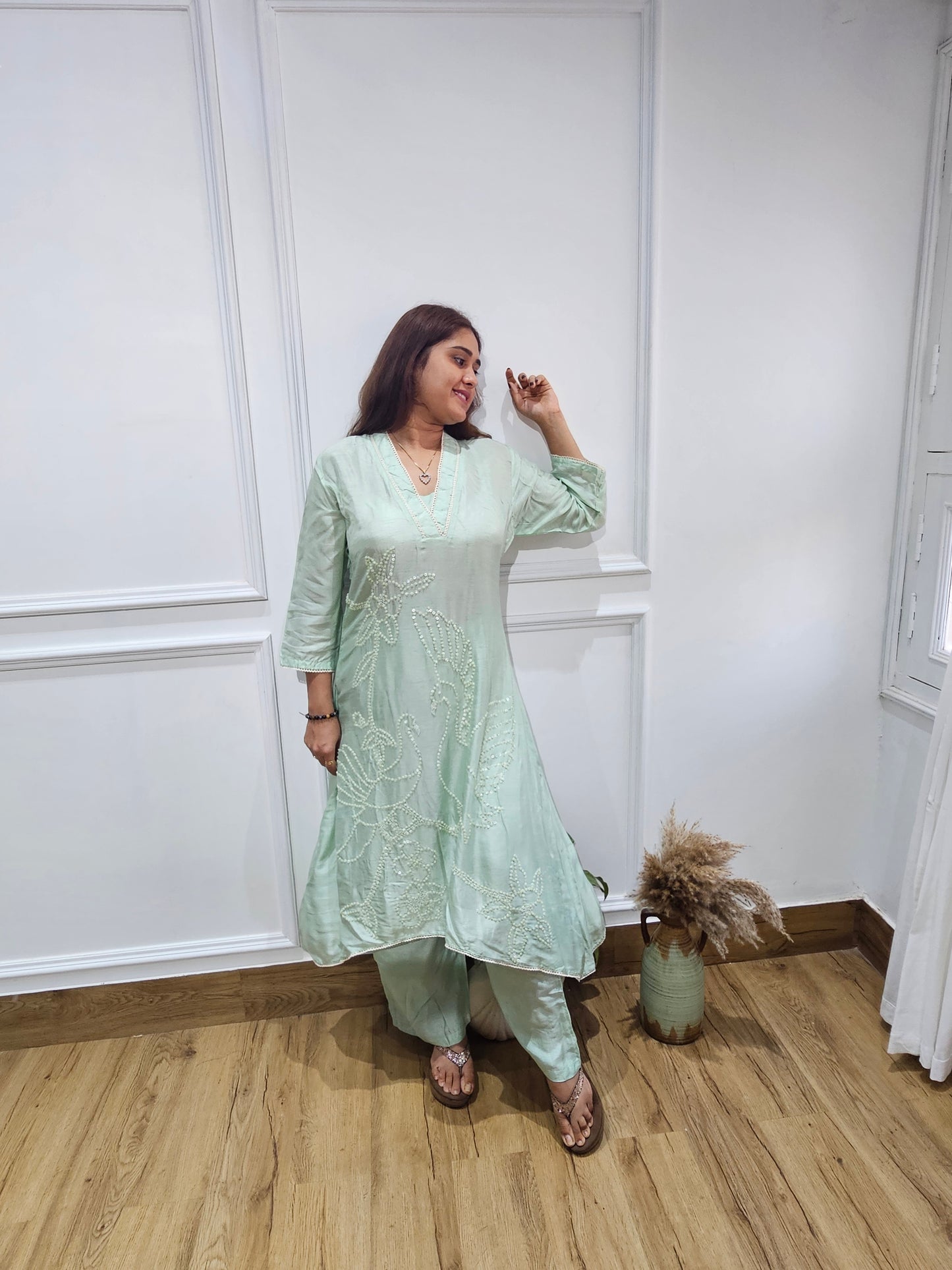 JEENAS pure silk with sequence work kurta