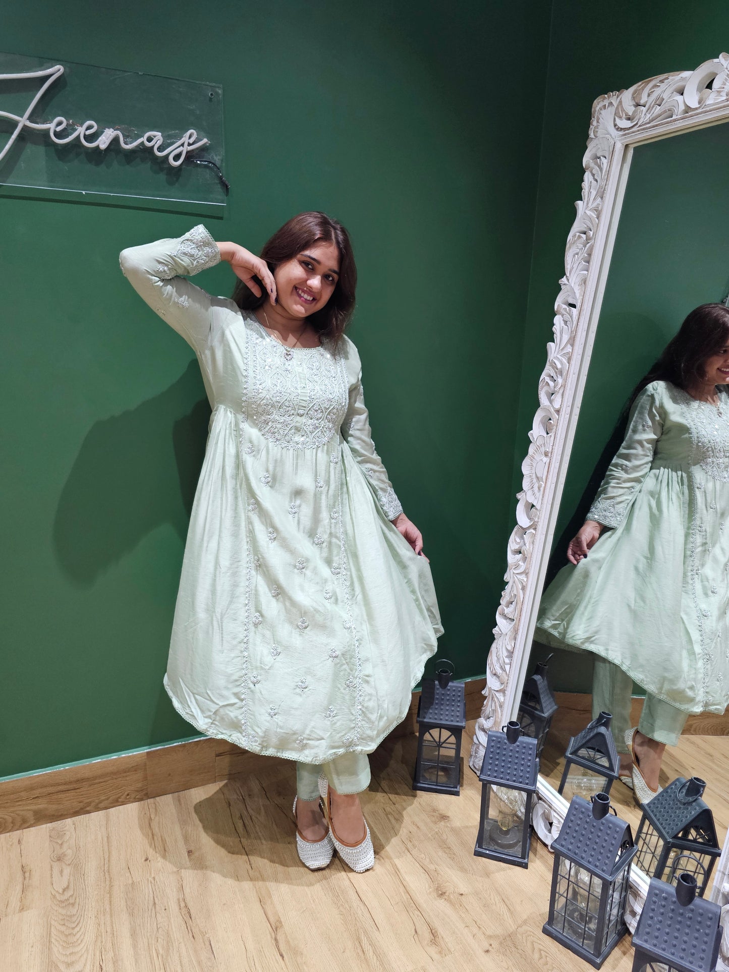 JEENAS pure silk with fully hand work kurta