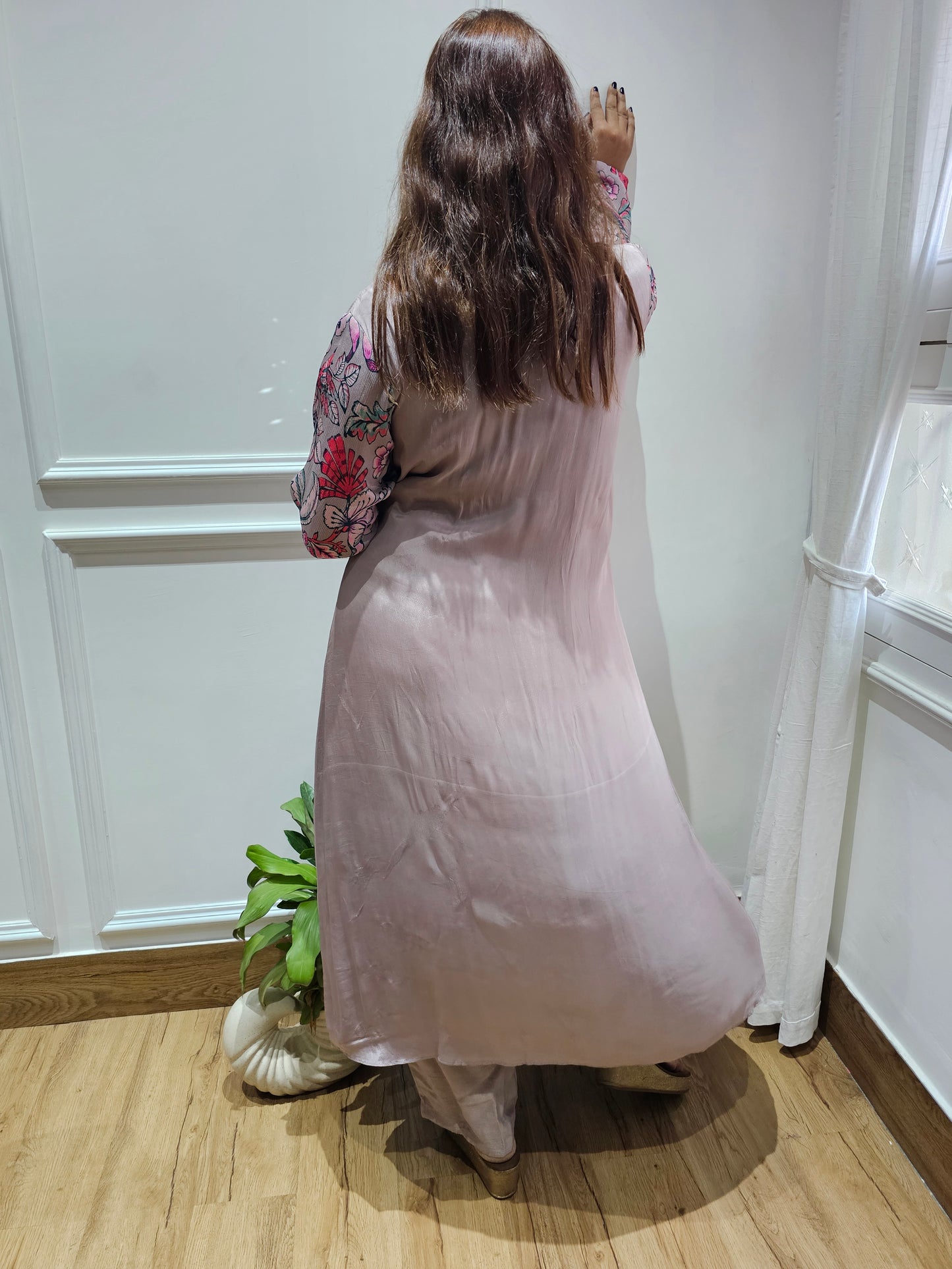 JEENAS pure chinnon with glass work kurta