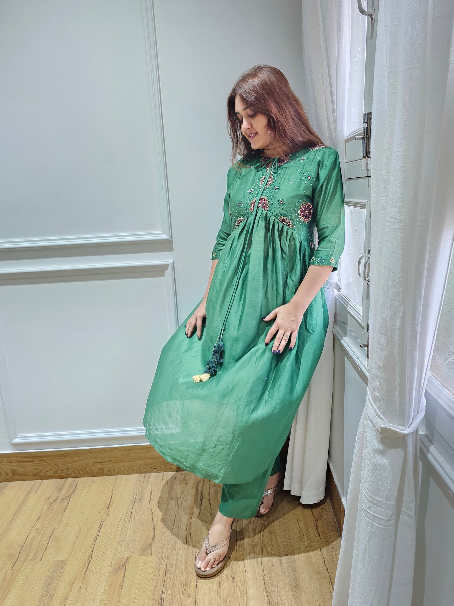 JEENAS pure silk with beautiful embroidery in kurta