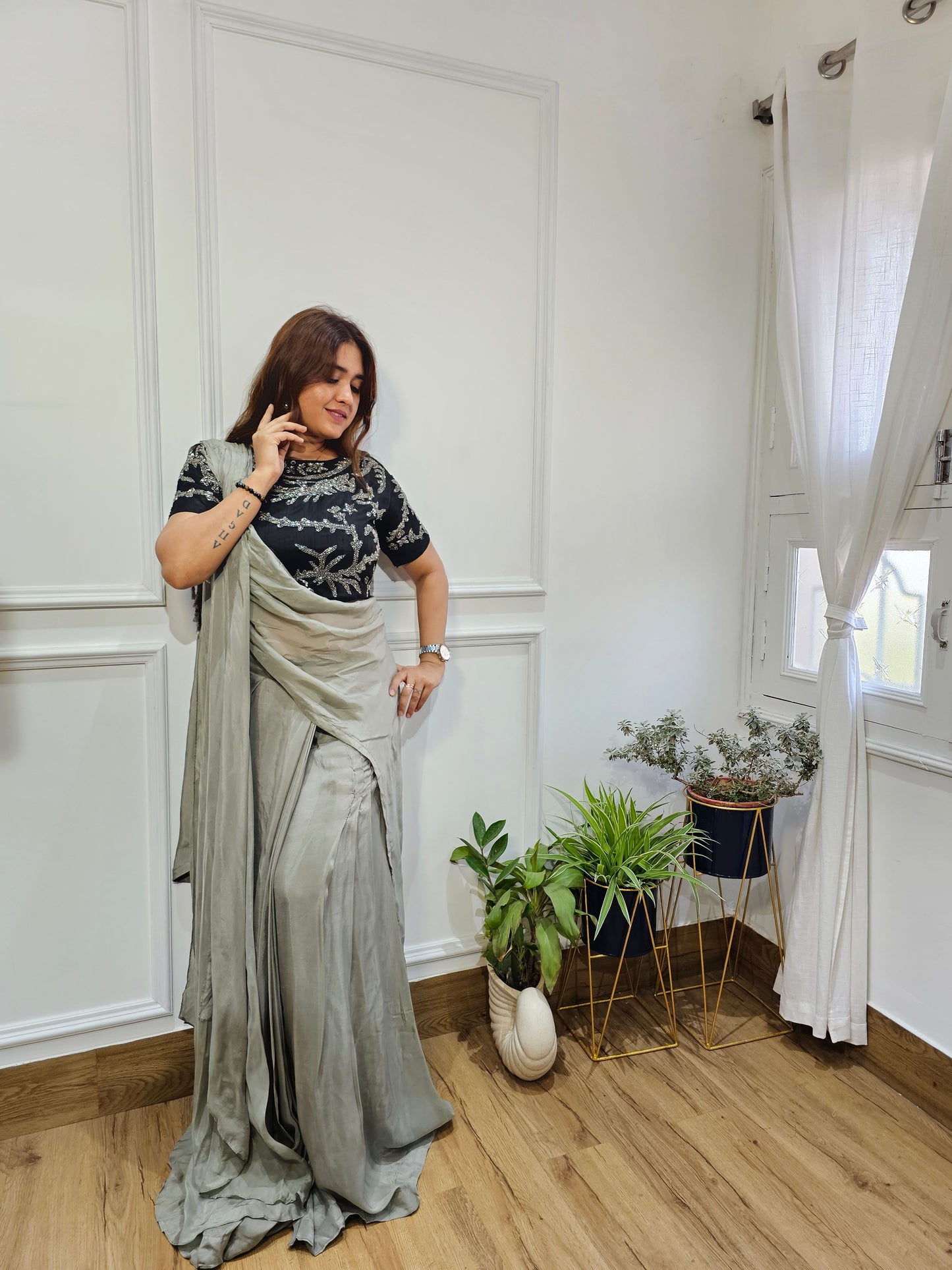Jeenas indowestern drape pattern dress