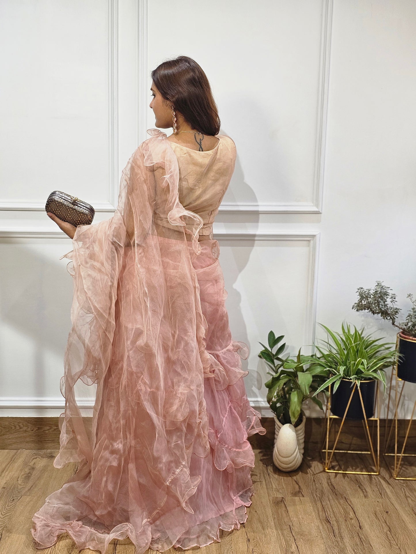 Jeenas organza drape saree