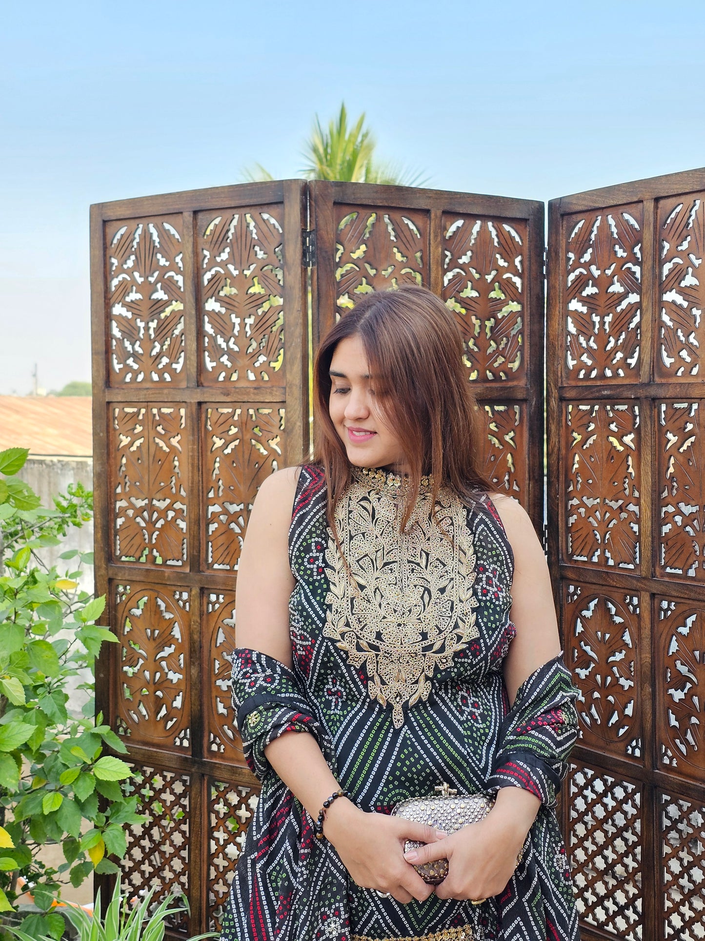 Jeenas Bandhani skirt kurti set with pure dupatta