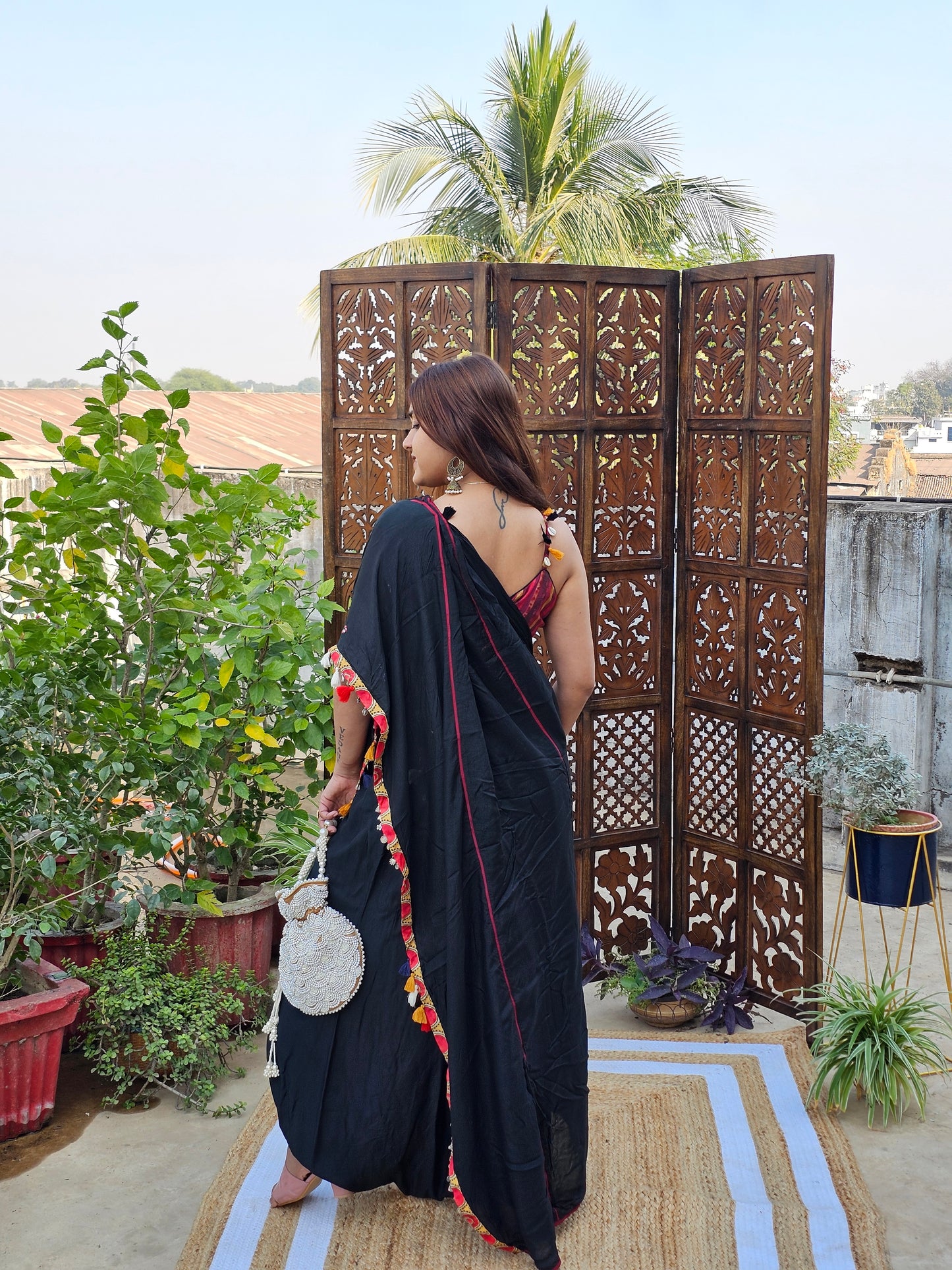 Jeenas boho look drape saree