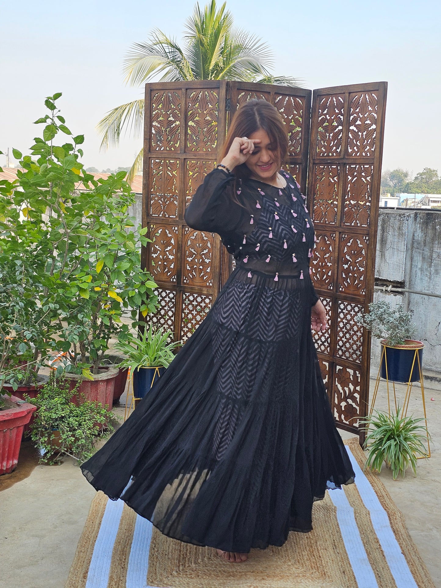 Jeenas anarkali indowestrn 3 piece set