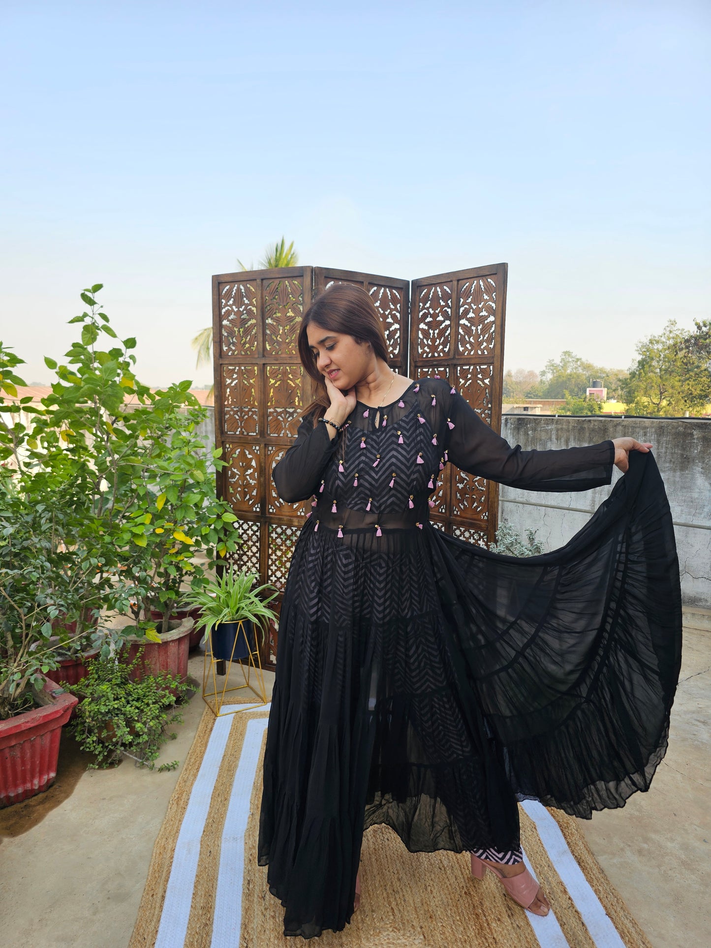 Jeenas anarkali indowestrn 3 piece set