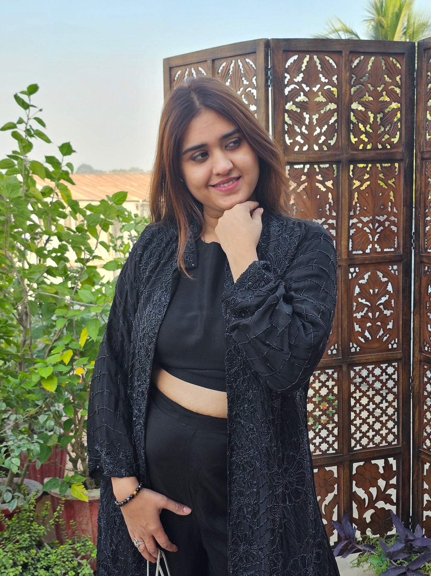 Jeenas indowestern black 3 piece divider set