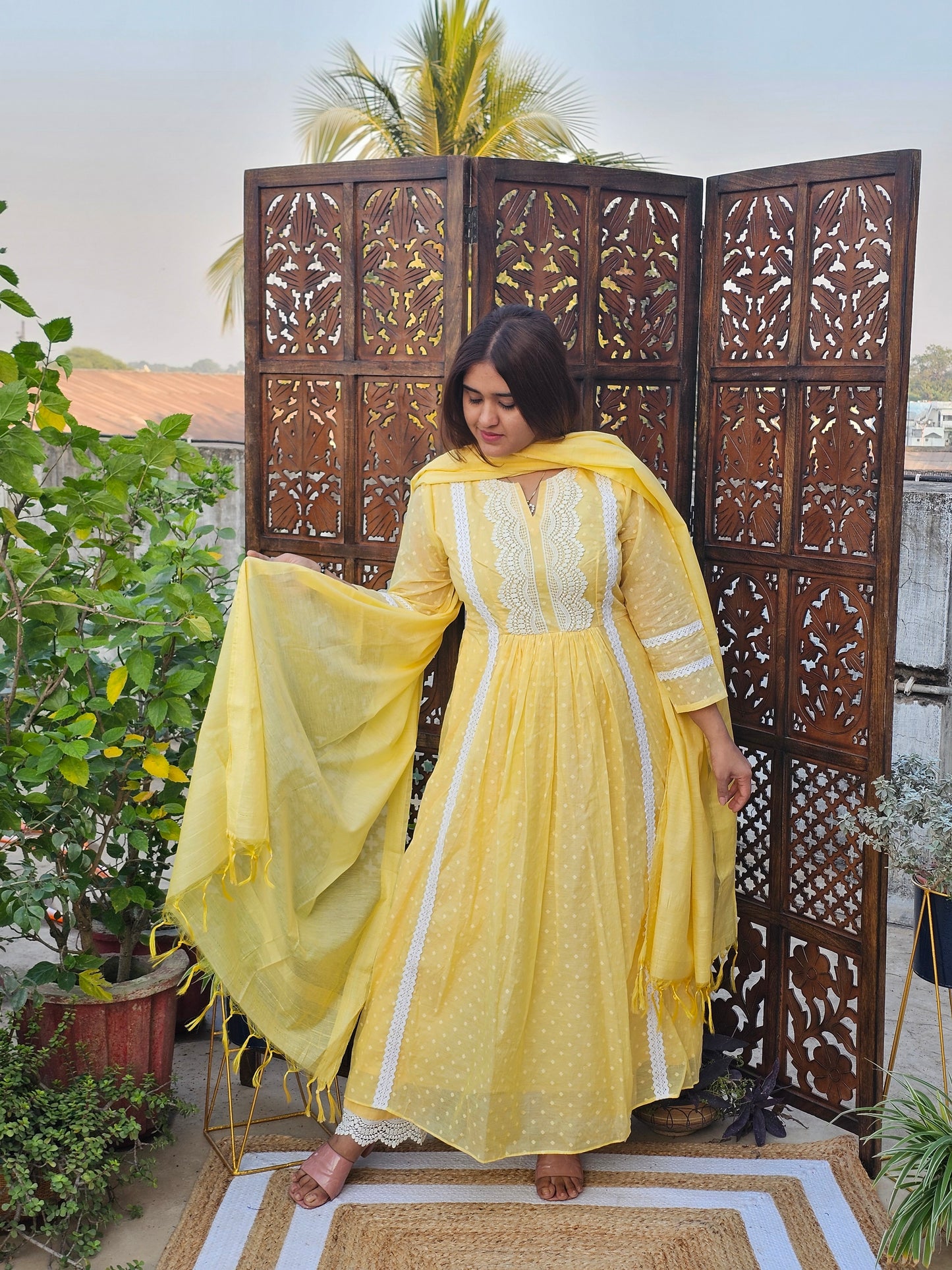 Jeenas anarkali pastel suit set