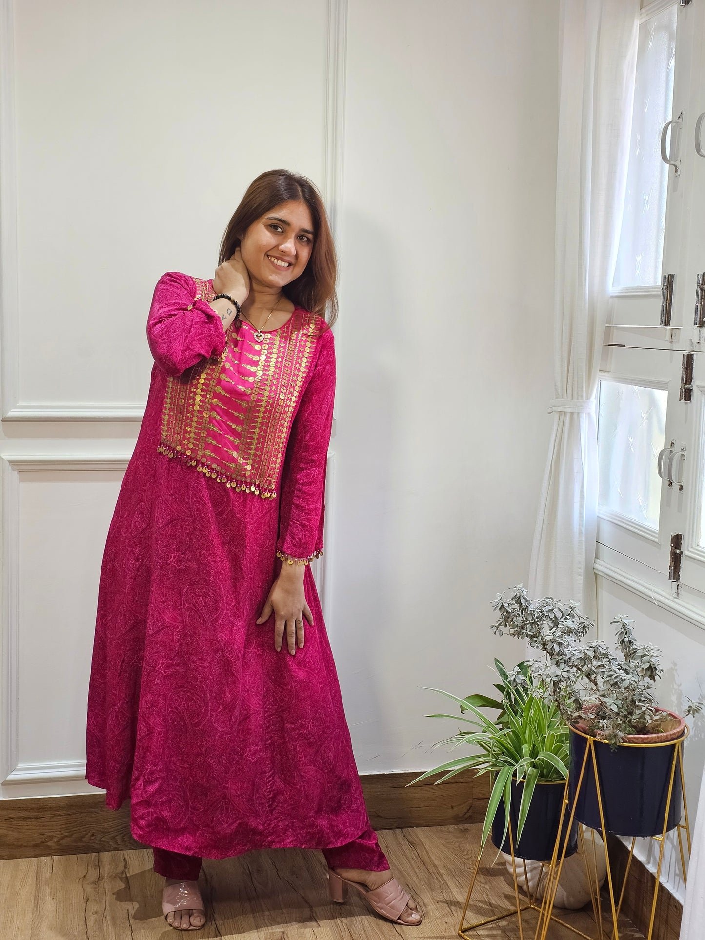 Jeenas Printed crepe antique kurta pant set