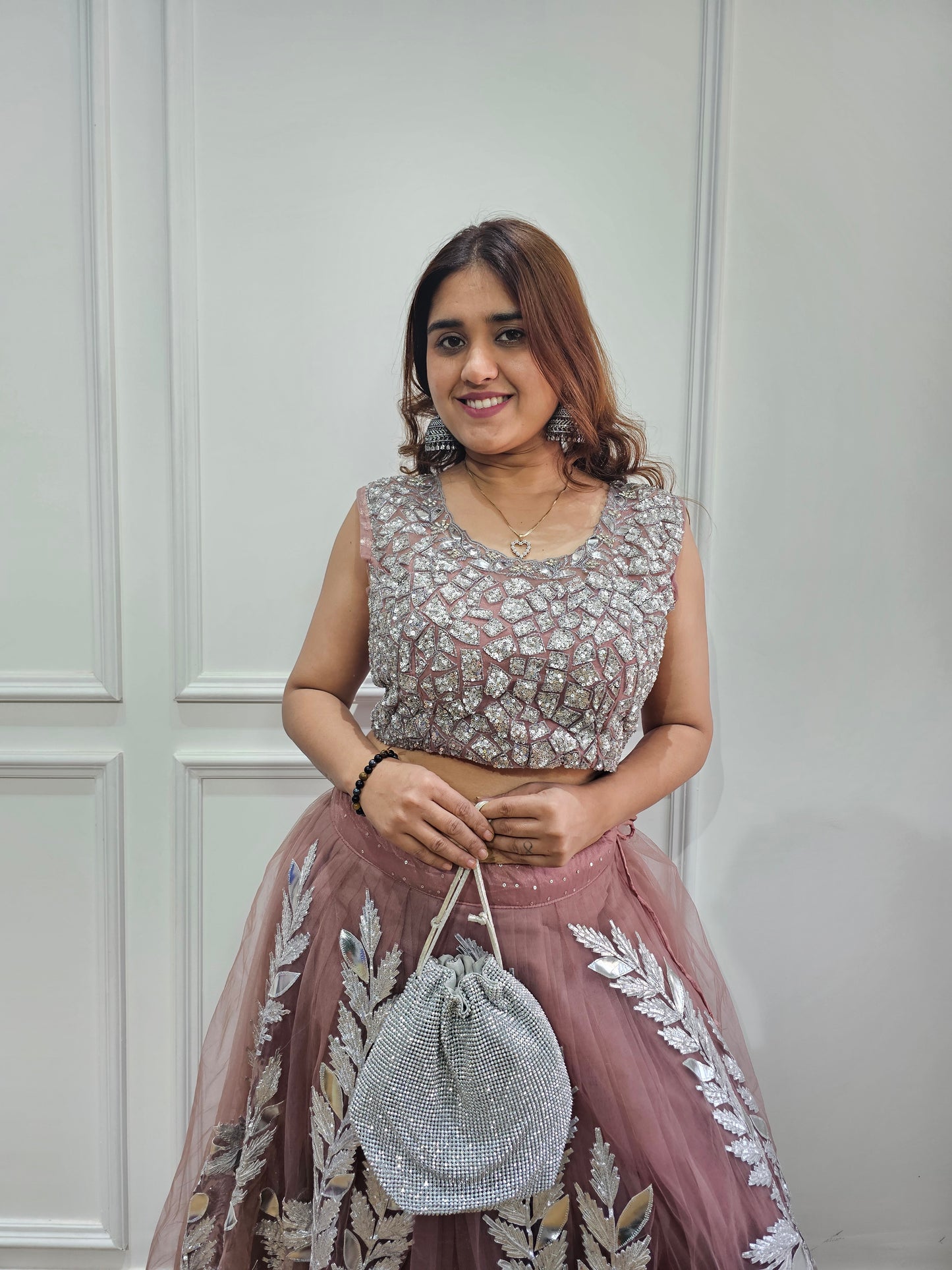 Jeenas silver onion lengha