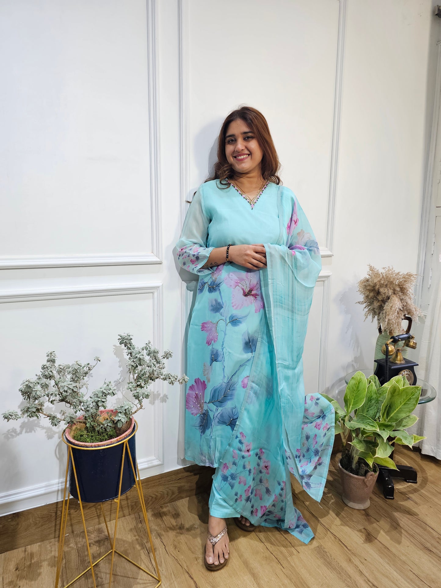 Jeenas organza Printed suit set