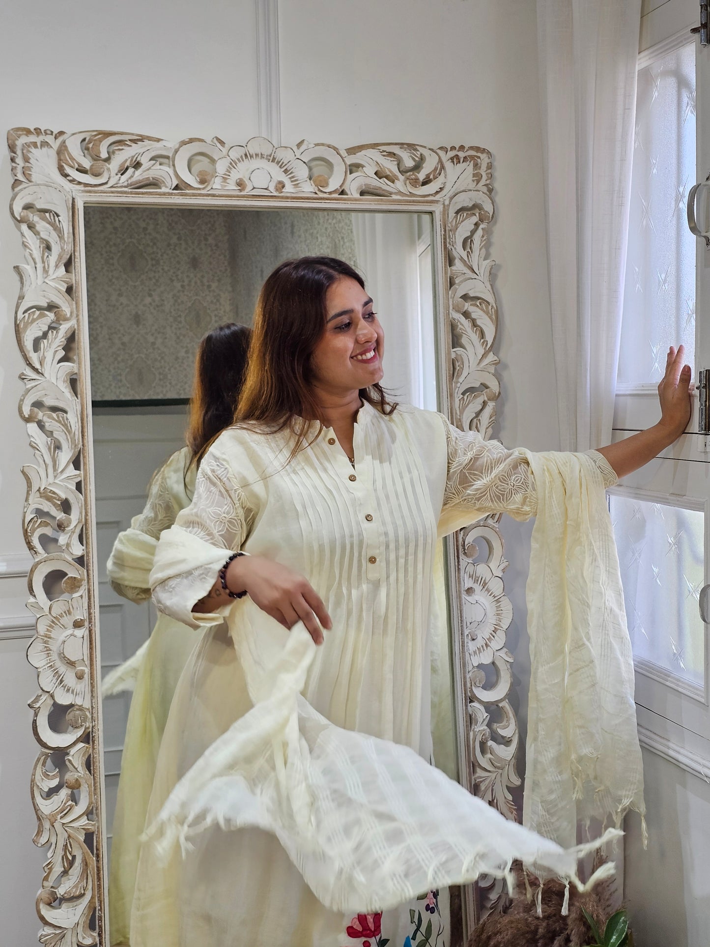 Jeenas pure mul chanderi suit