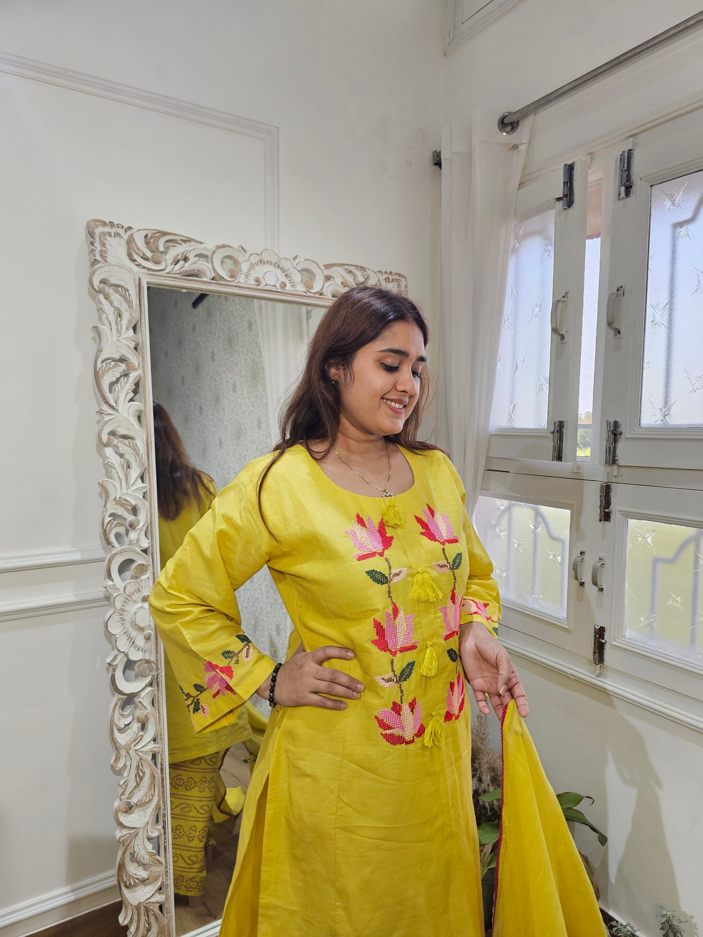 Jeenas cotton thread work suit set