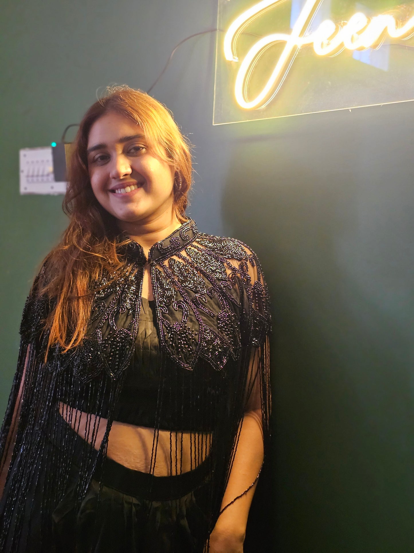 Jeenas cape designer indowestern set