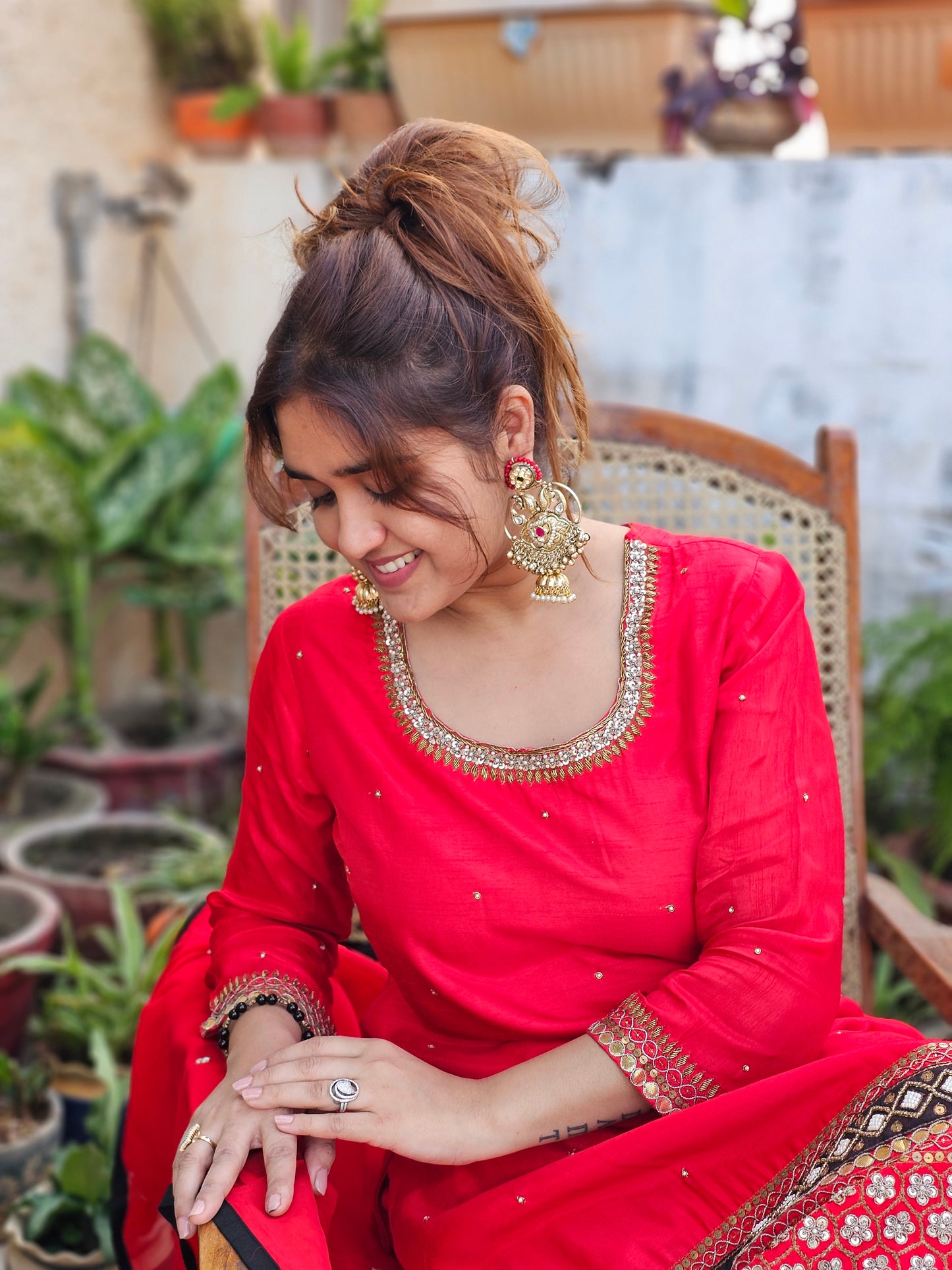 Jeenas red sharara suit set
