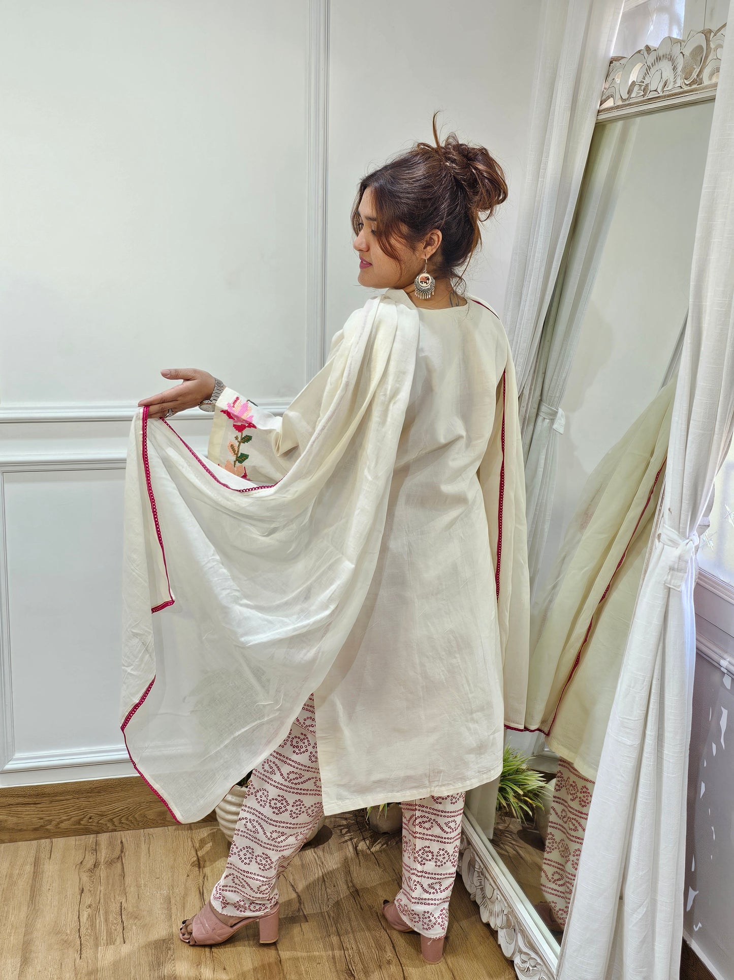 Jeenas cotton thread work suit set