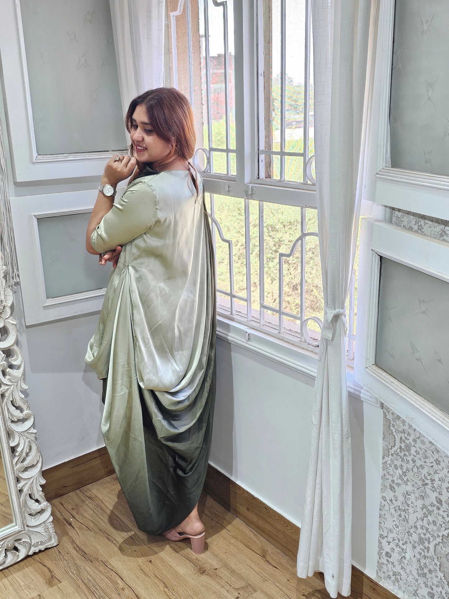 Jeenas drape ombre dress