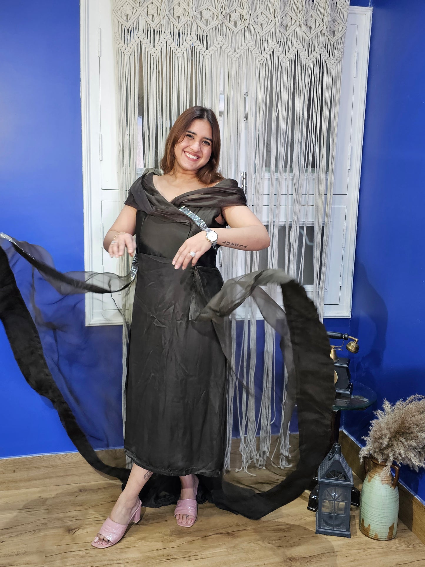 Jeenas brown cocktail gown dress