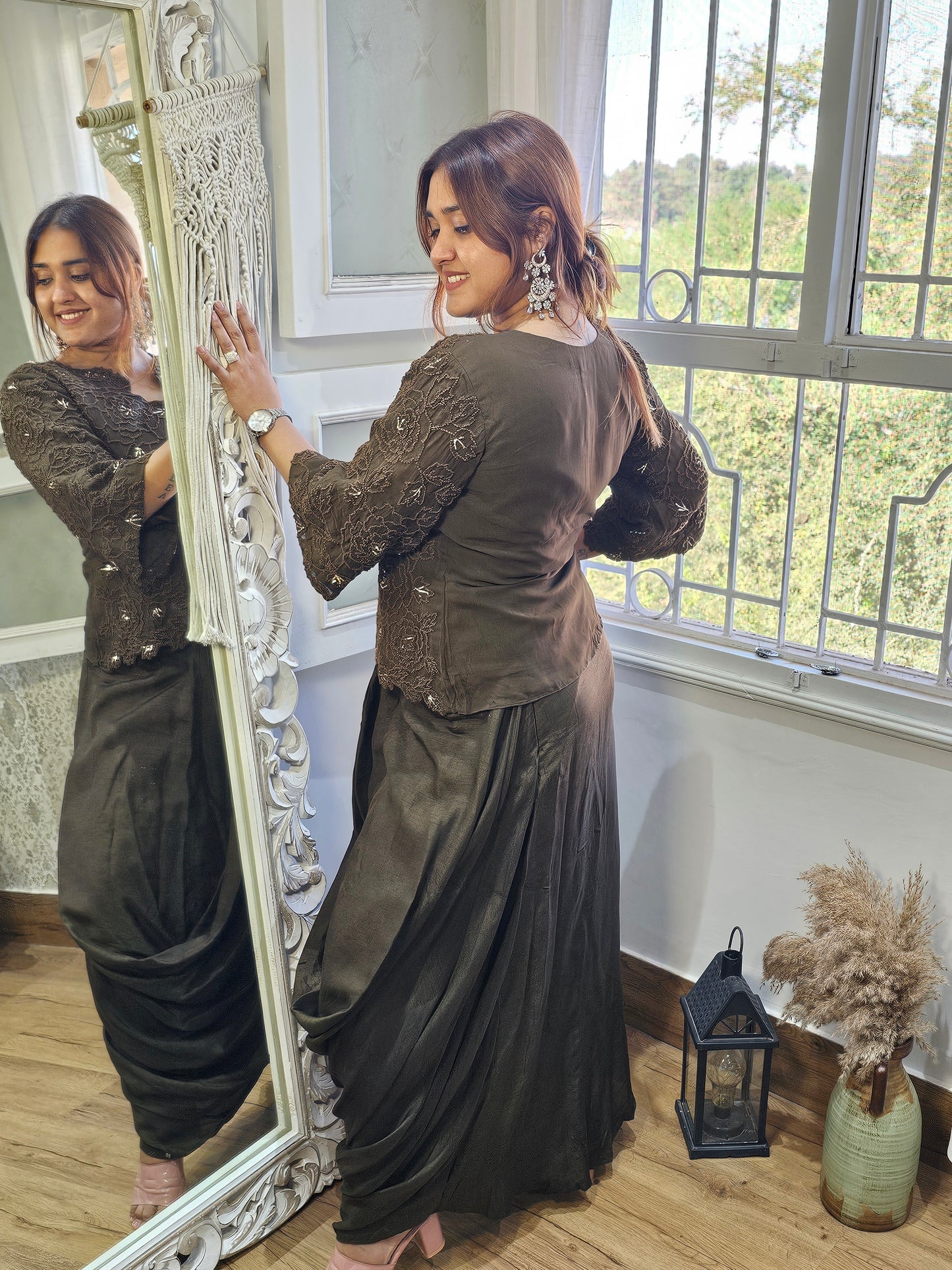 Jeenas brown indowestern set