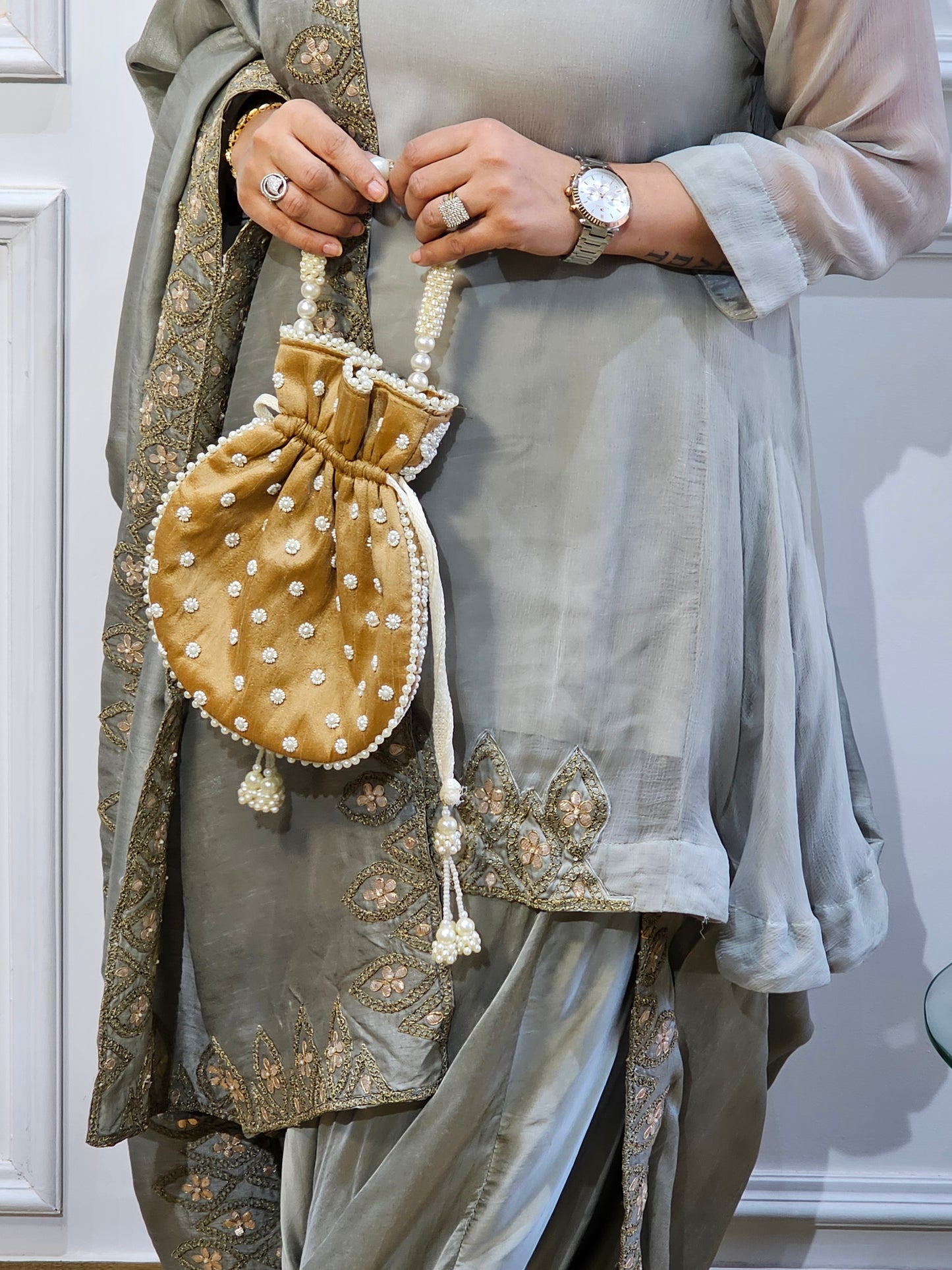 Jeenas grey gota indowestern set