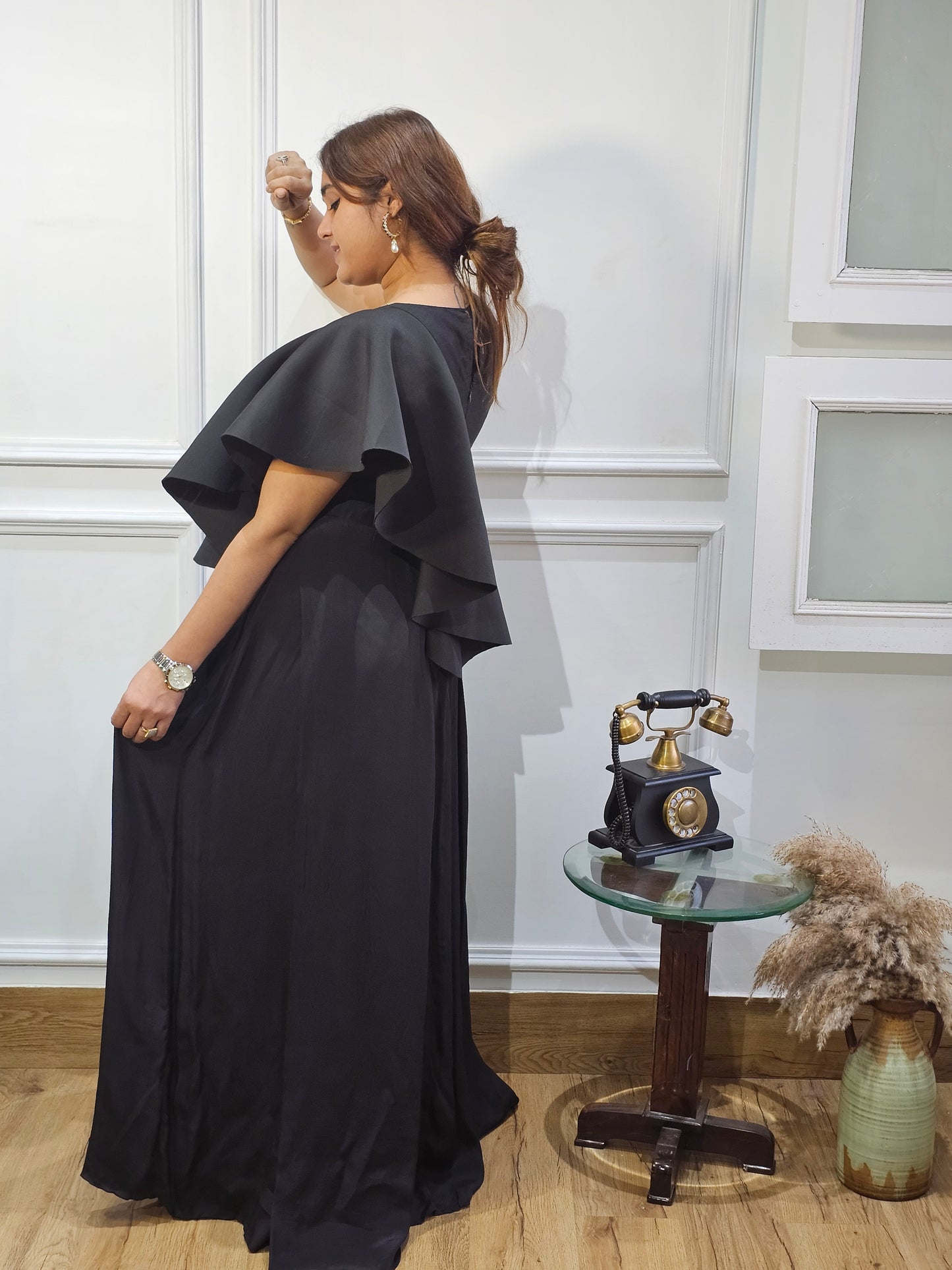 Jeenas black zardogi one piece