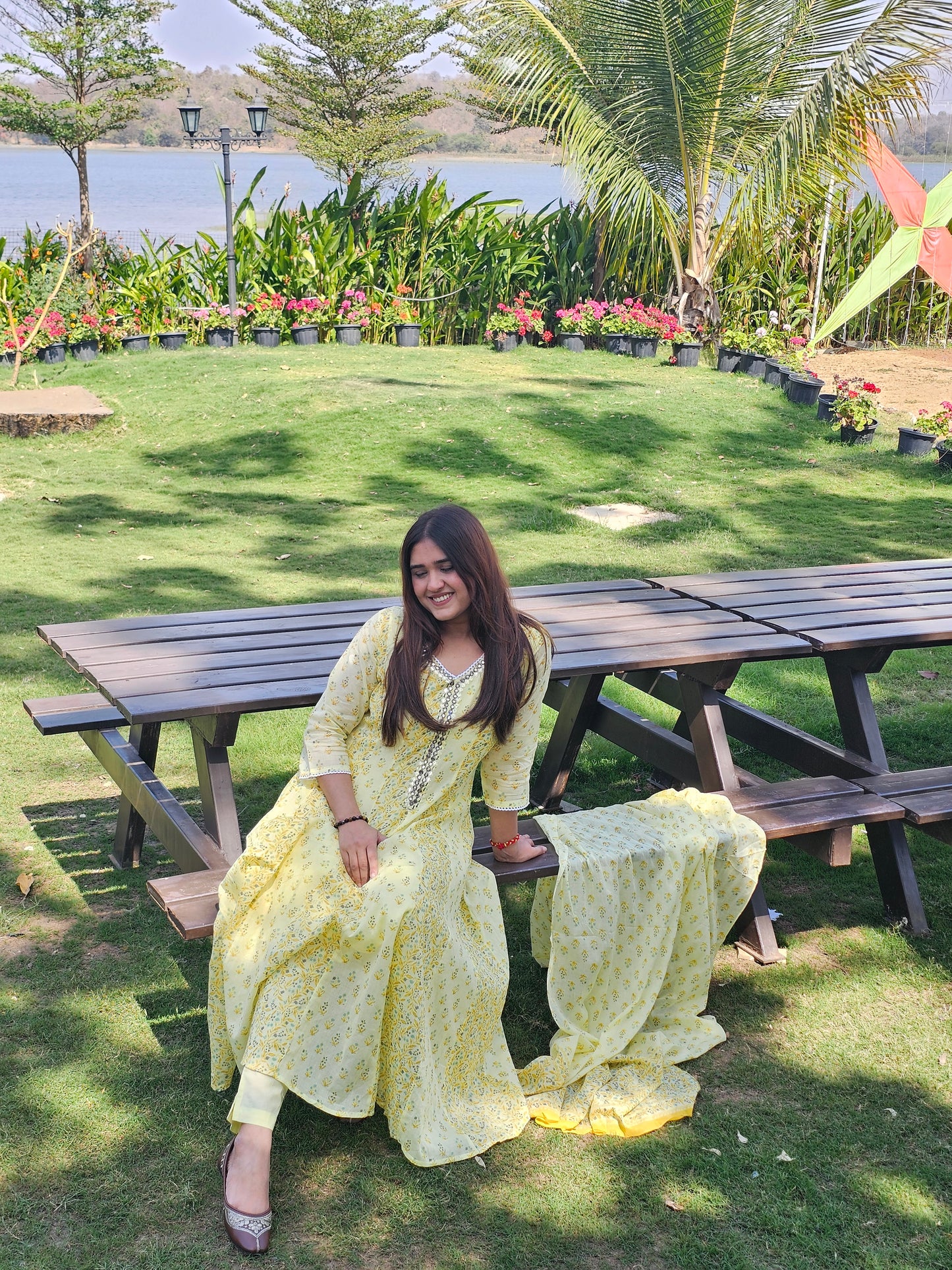 Jeenas anarkali pure mal cotton suit