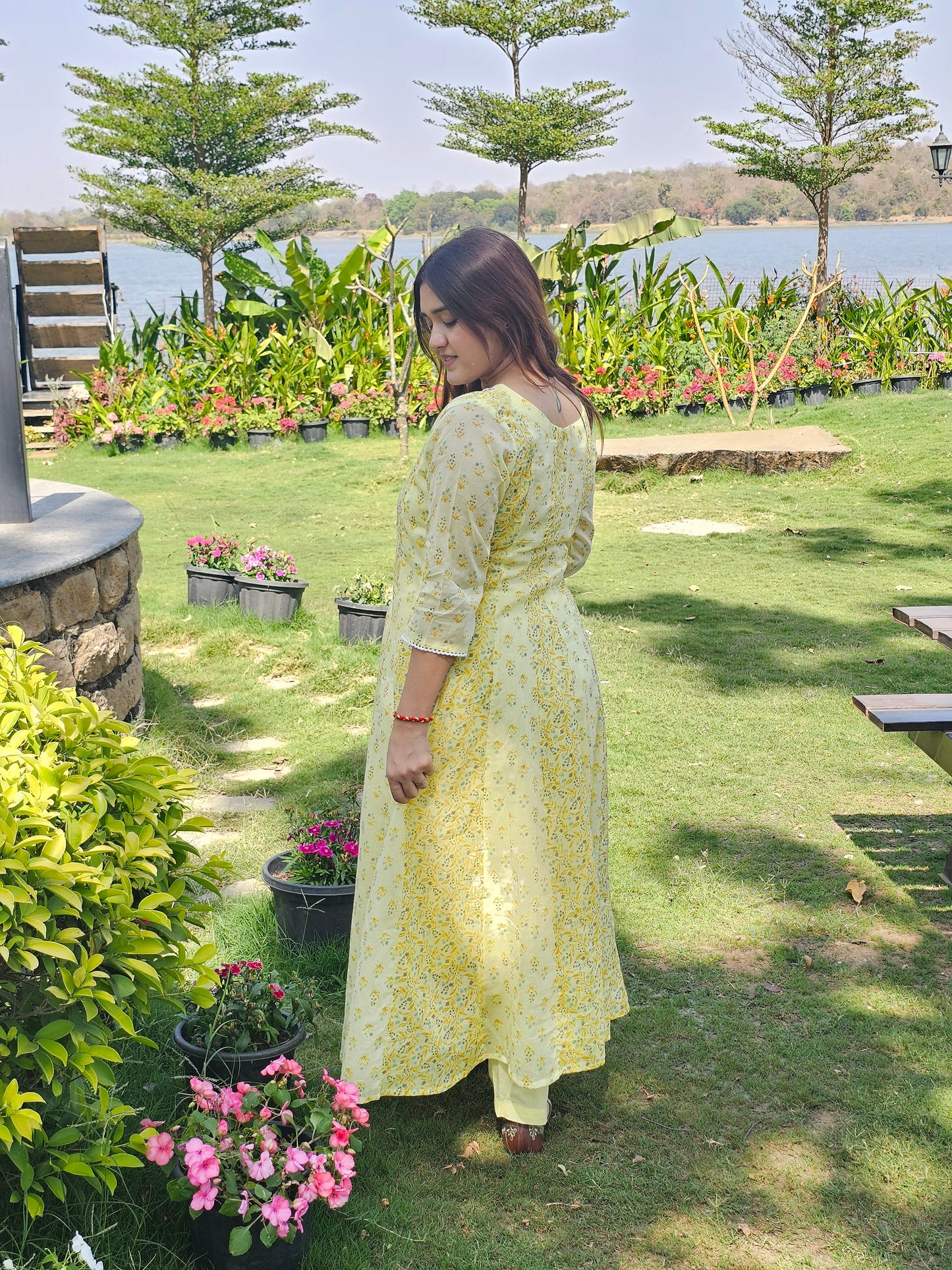 Jeenas anarkali pure mal cotton suit