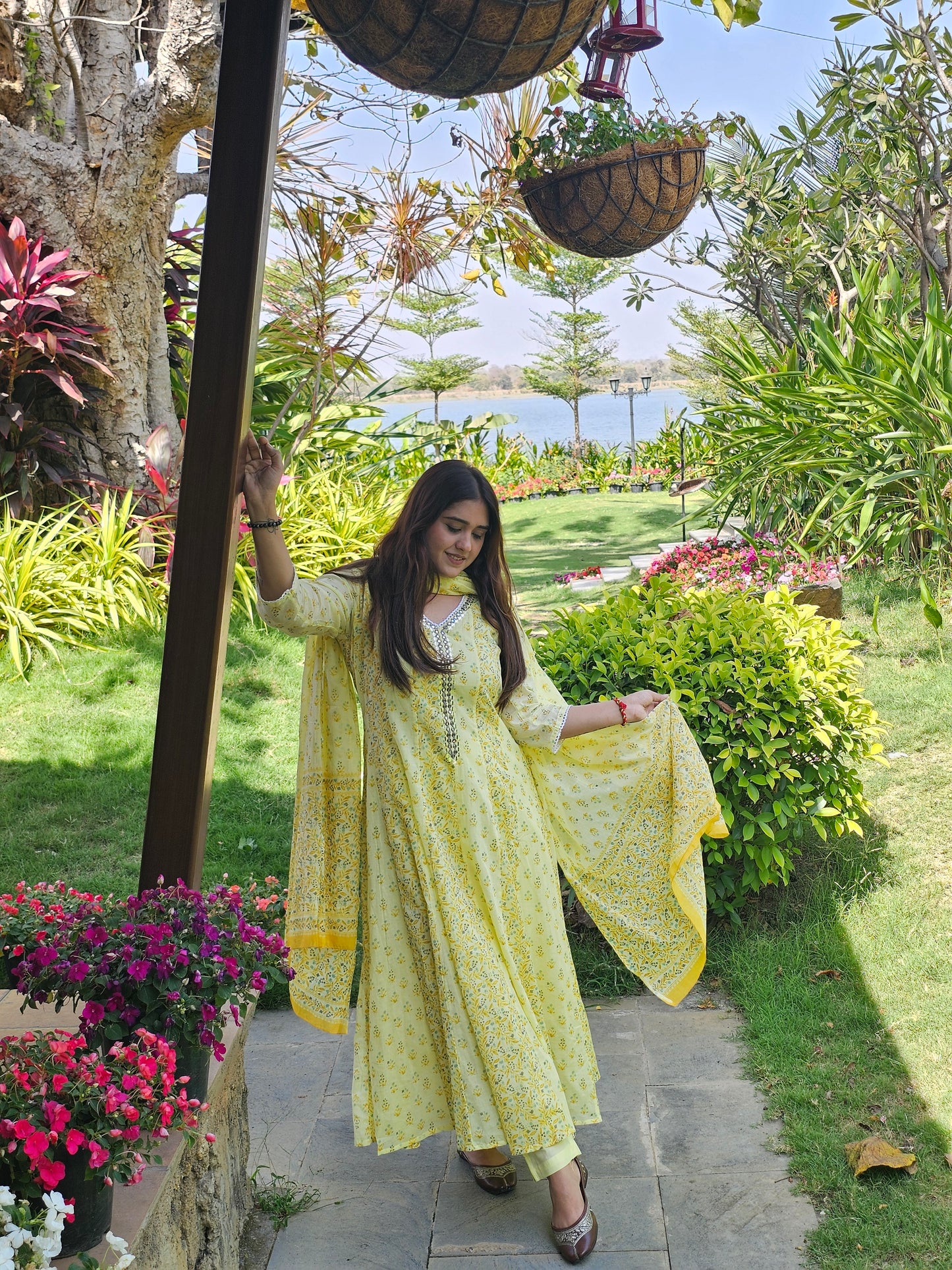 Jeenas anarkali pure mal cotton suit