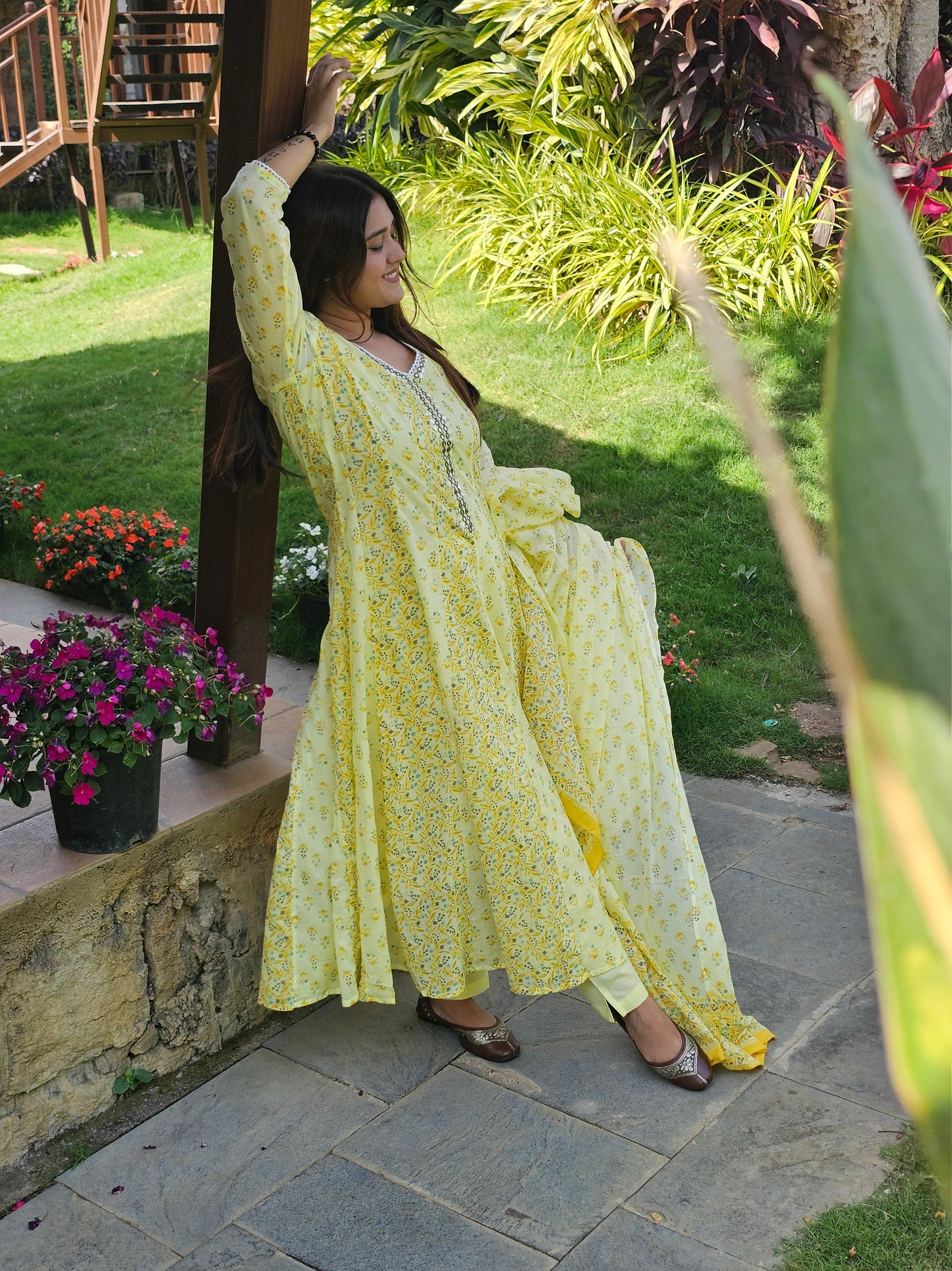 Jeenas anarkali pure mal cotton suit