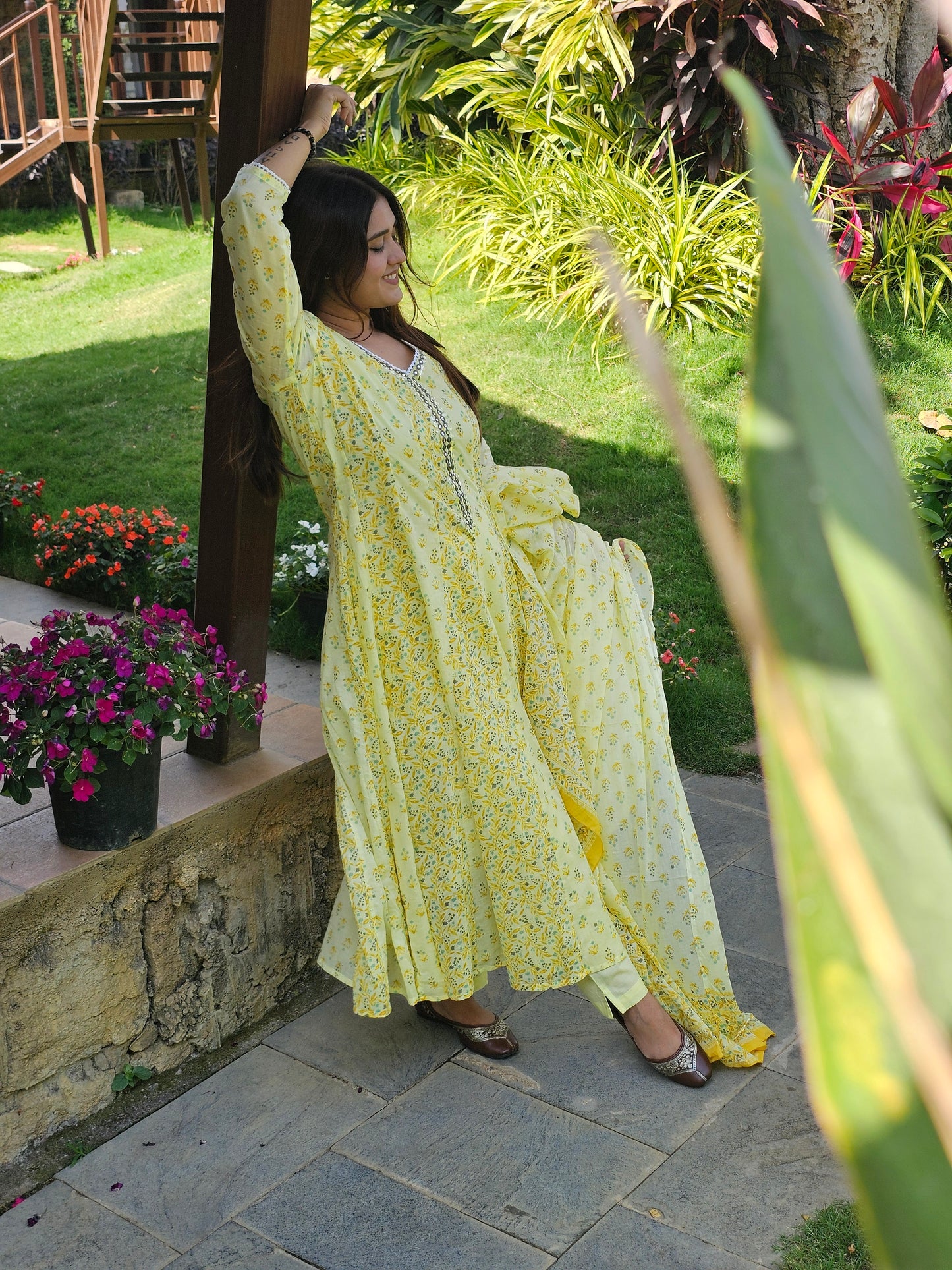 Jeenas anarkali pure mal cotton suit