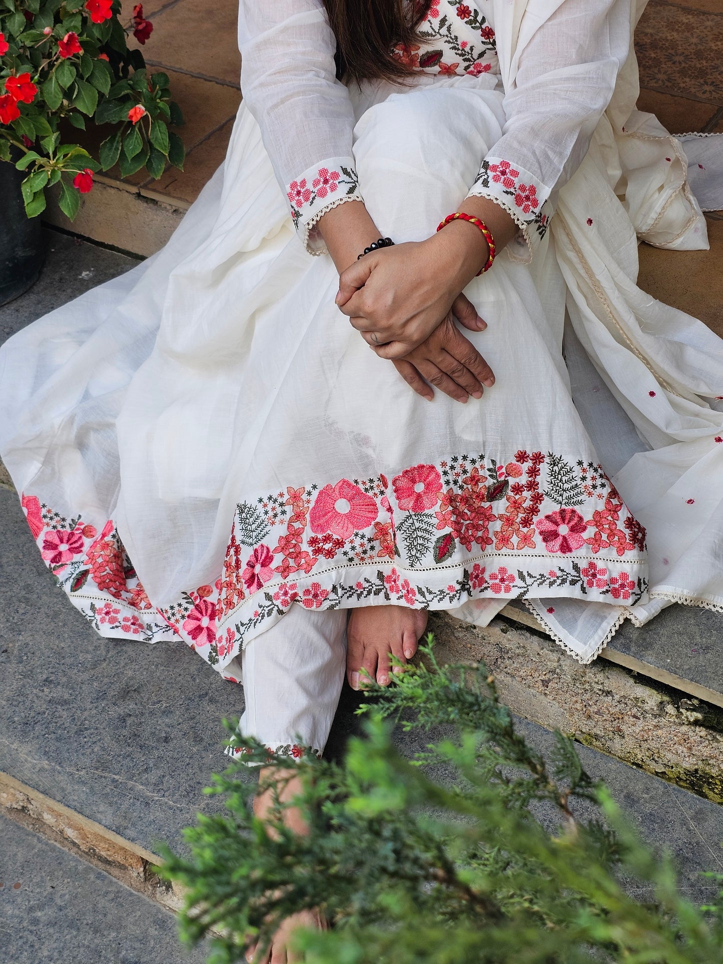 Jeenas anarkali pure mal cotton suit