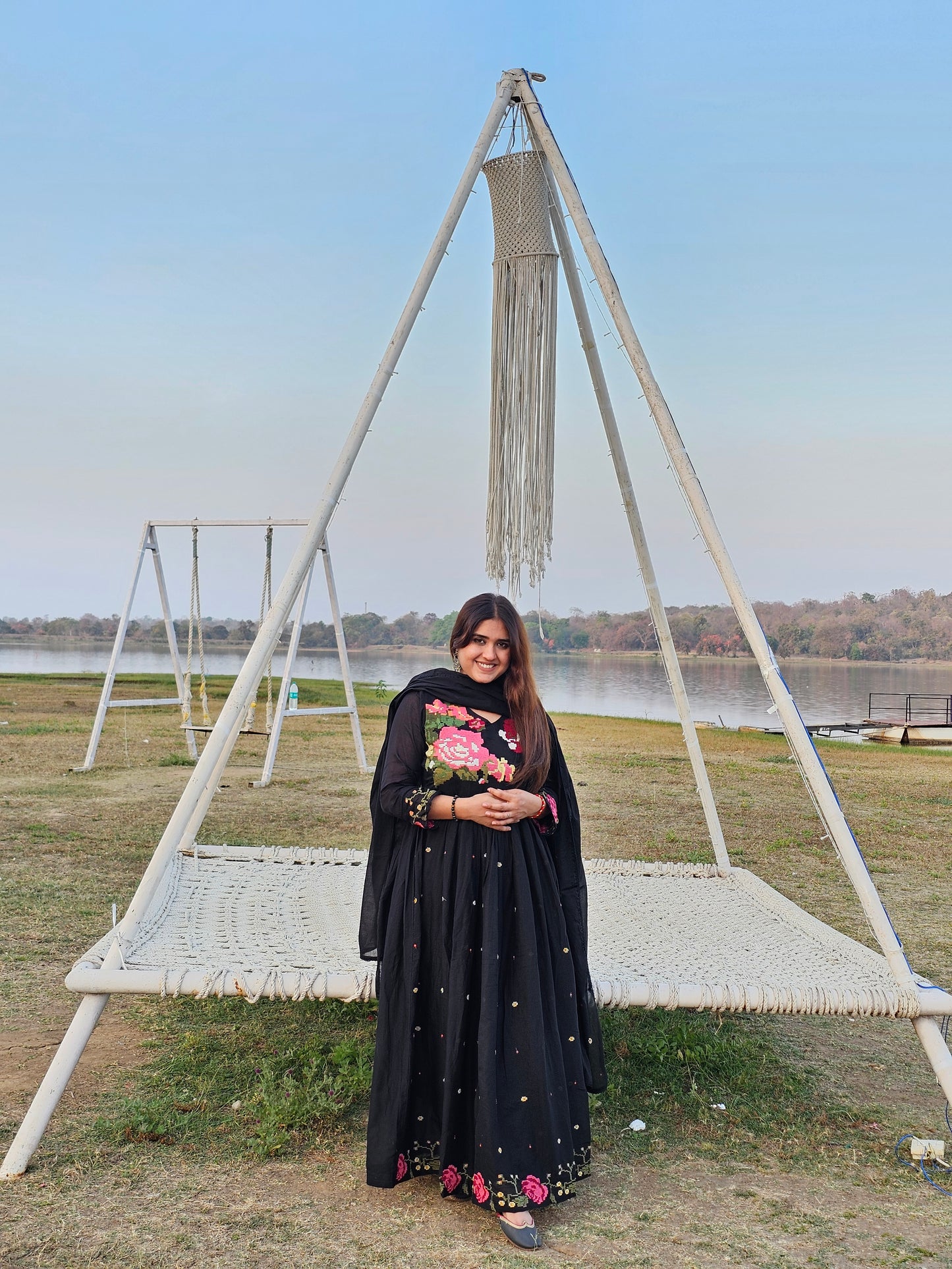 Jeenas black anarkali mal cotton suit