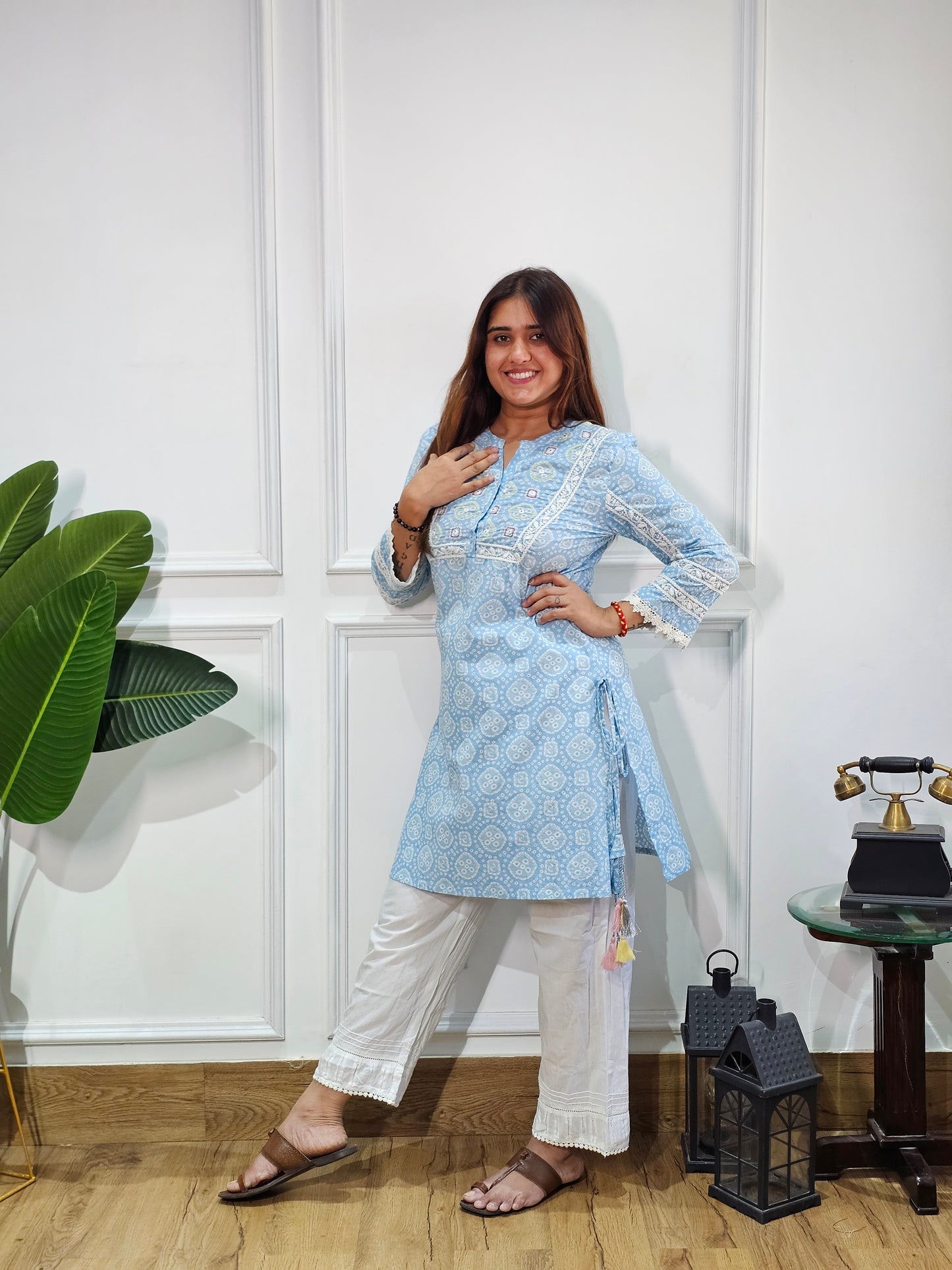 Jeenas sky blue cotton cordset