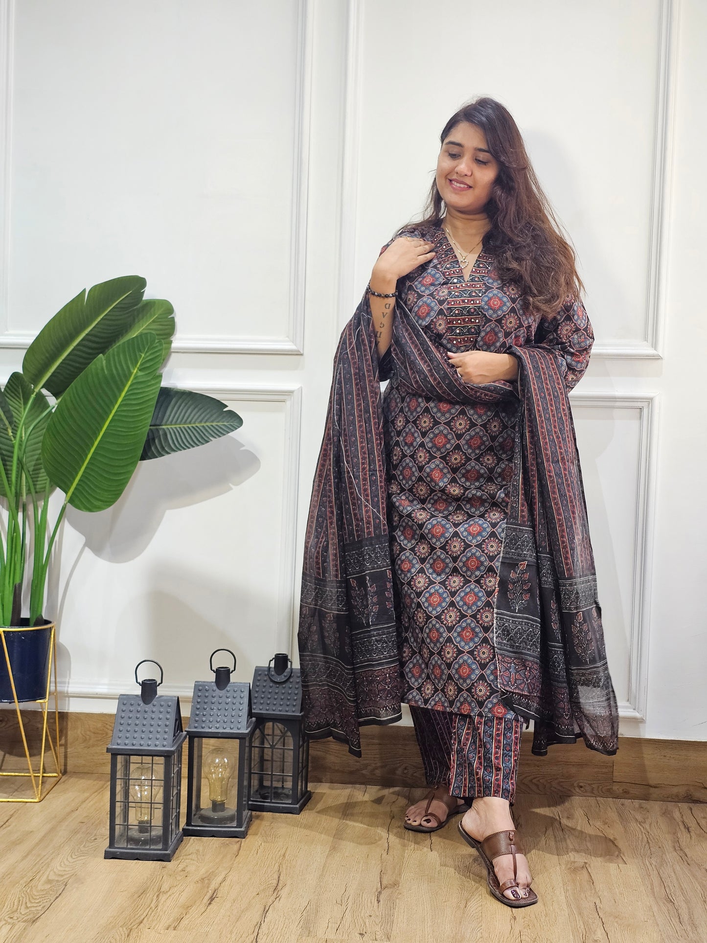 Jeenas ajrak pure cotton suit set