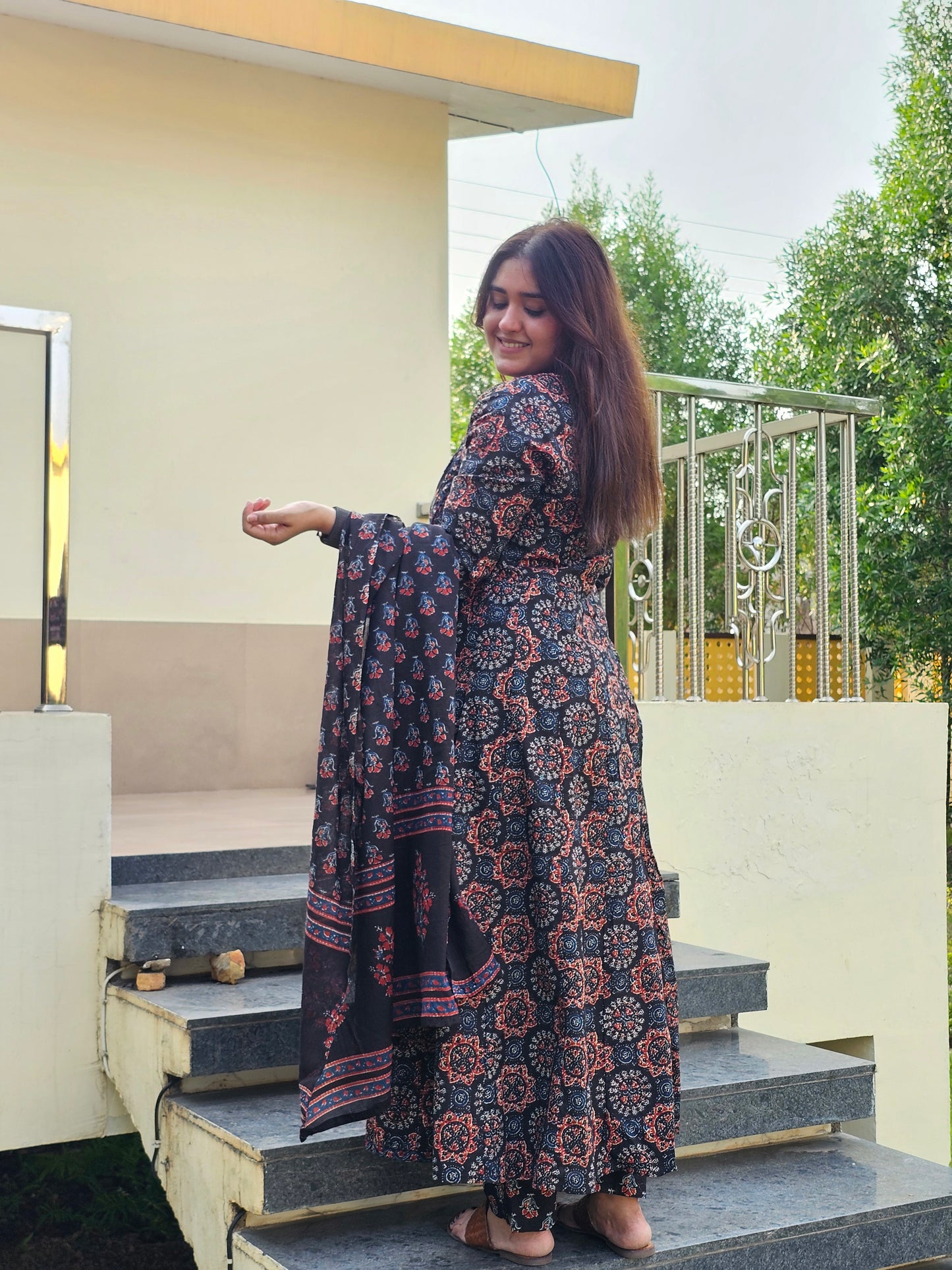 Jeenas pure cotton kalankari anarkali suit