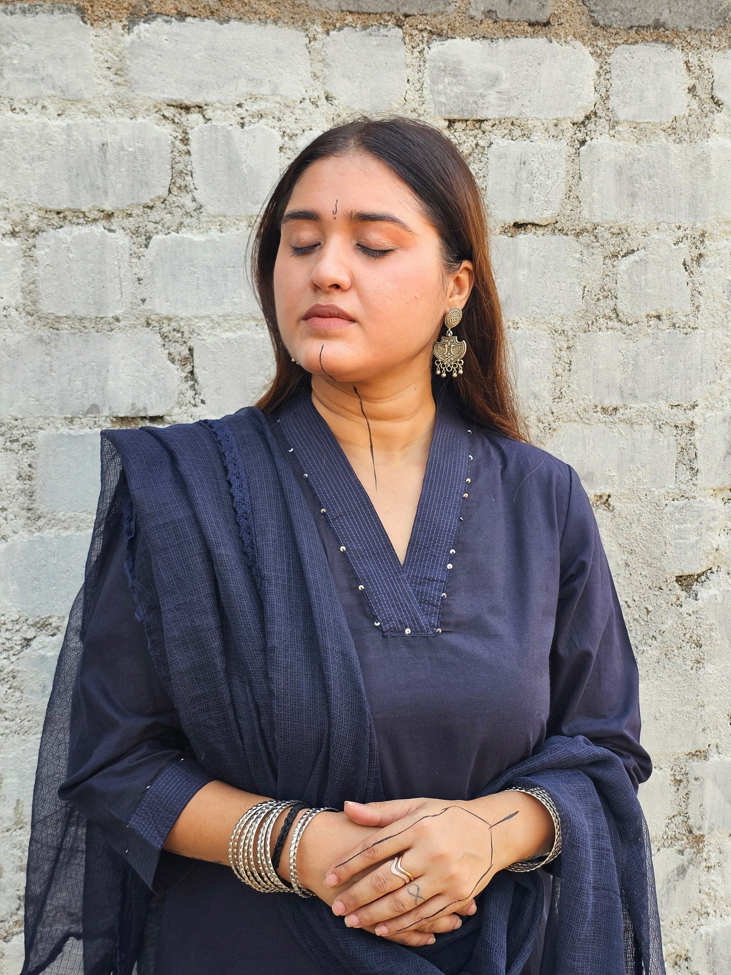 Jeenas pure cotton solid suit set with Doria dupatta.