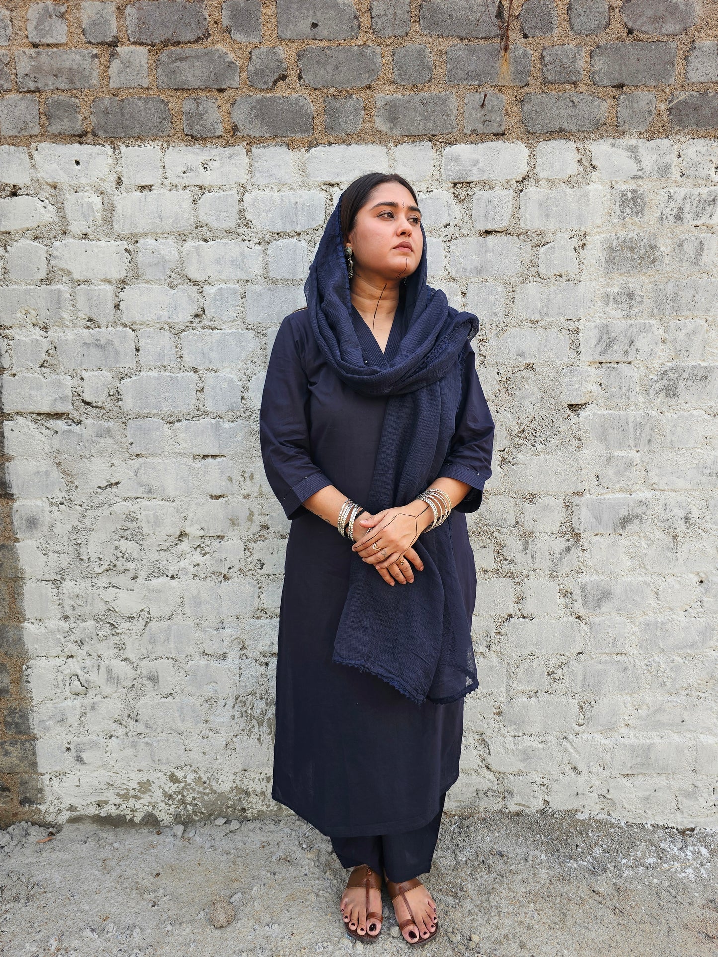 Jeenas pure cotton solid suit set with Doria dupatta.