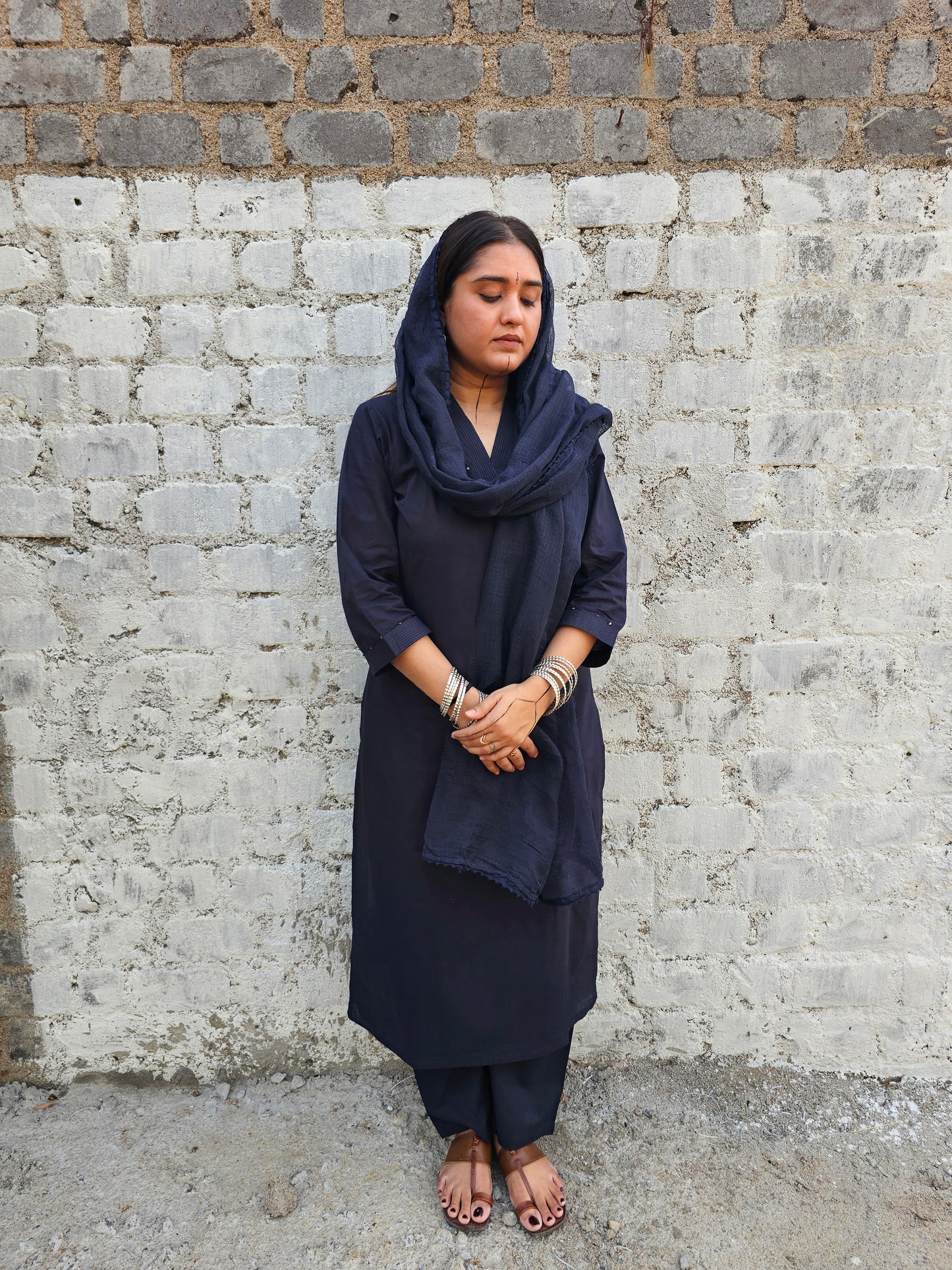 Jeenas pure cotton solid suit set with Doria dupatta.