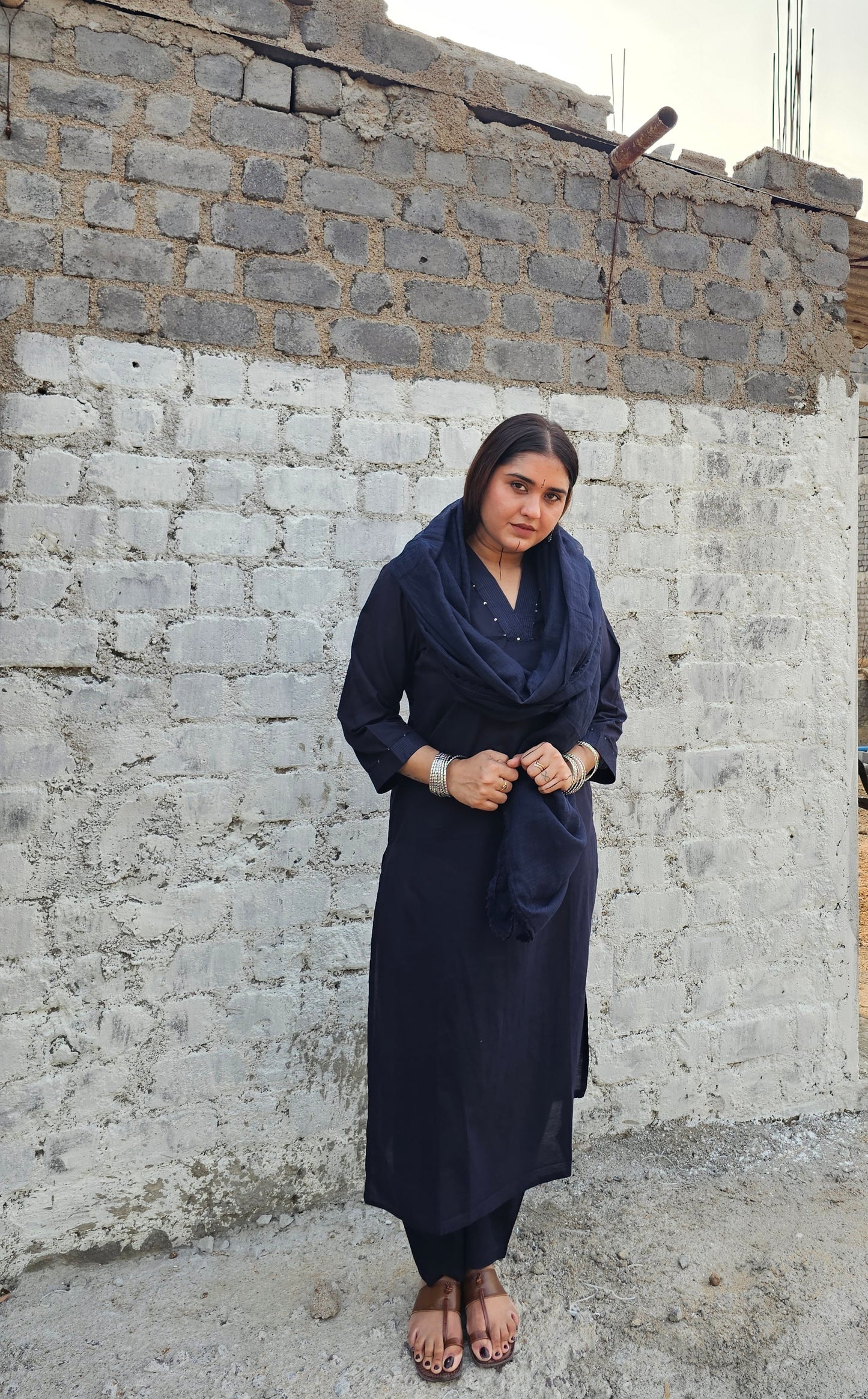 Jeenas pure cotton solid suit set with Doria dupatta.