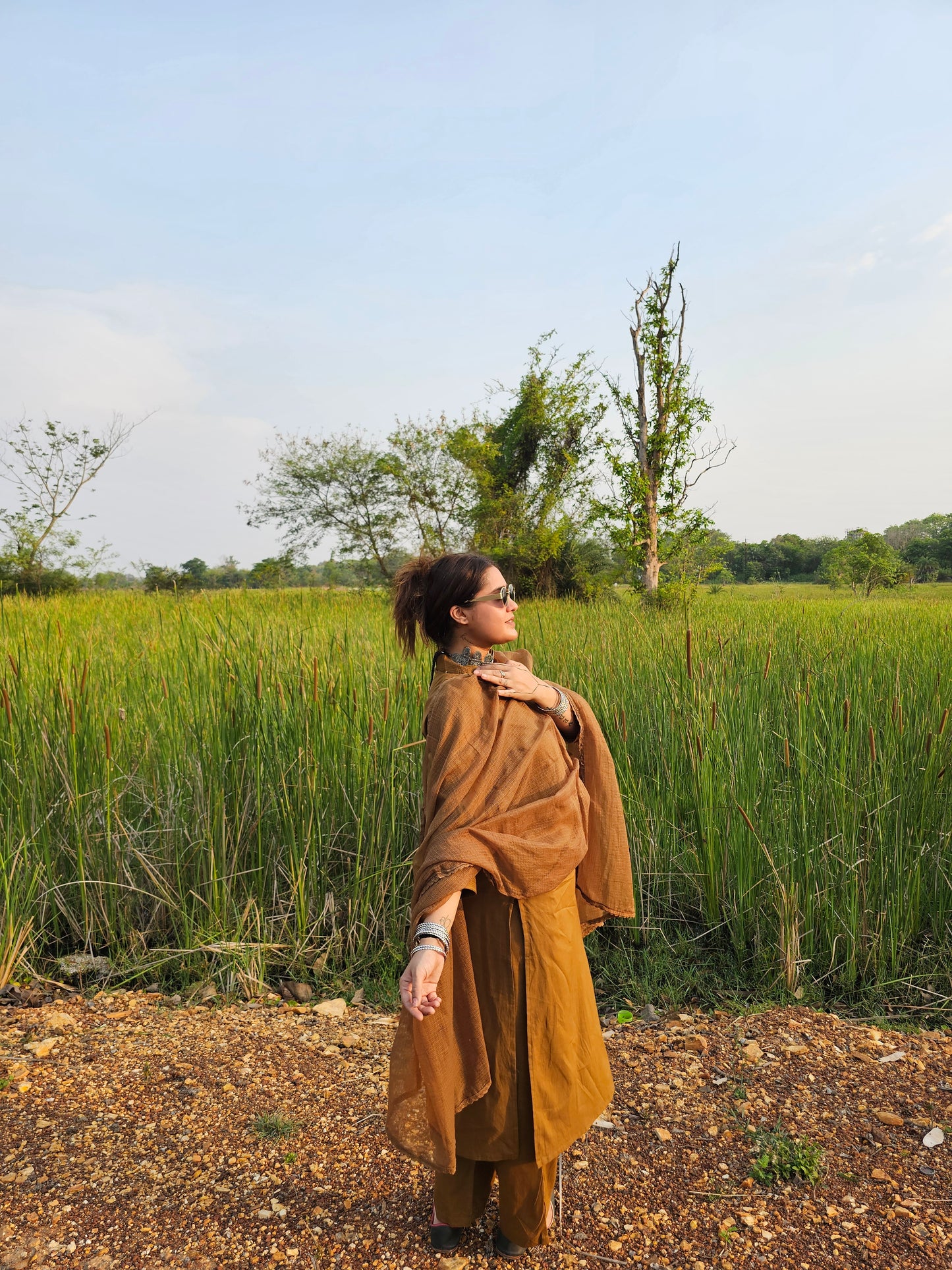 Jeenas pure cotton solid suit set with Doria dupatta