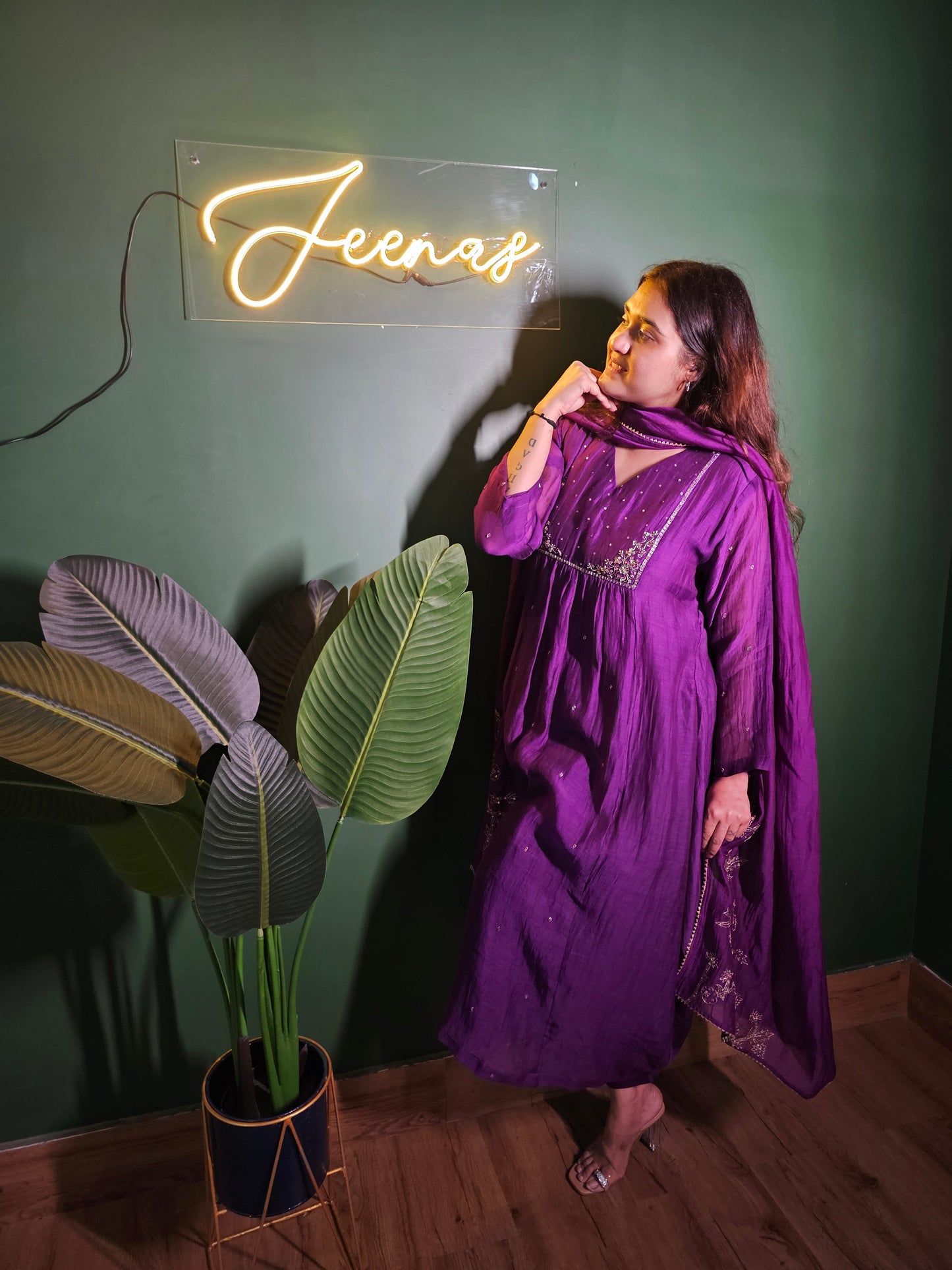Jeenas pure mul chanderi suit set