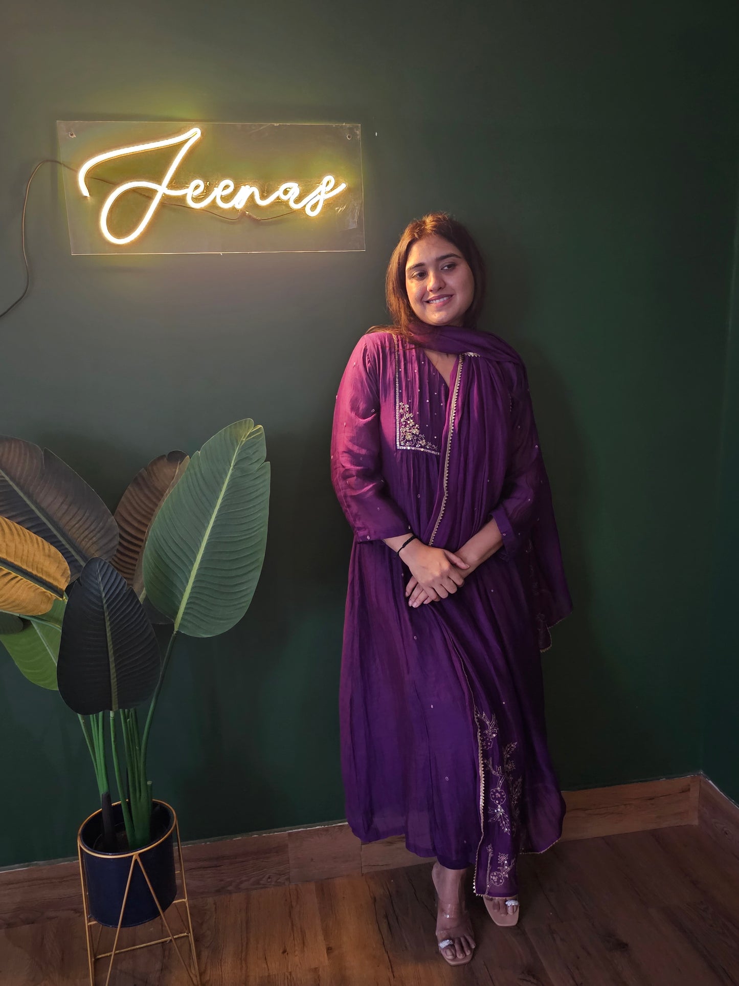 Jeenas pure mul chanderi suit set