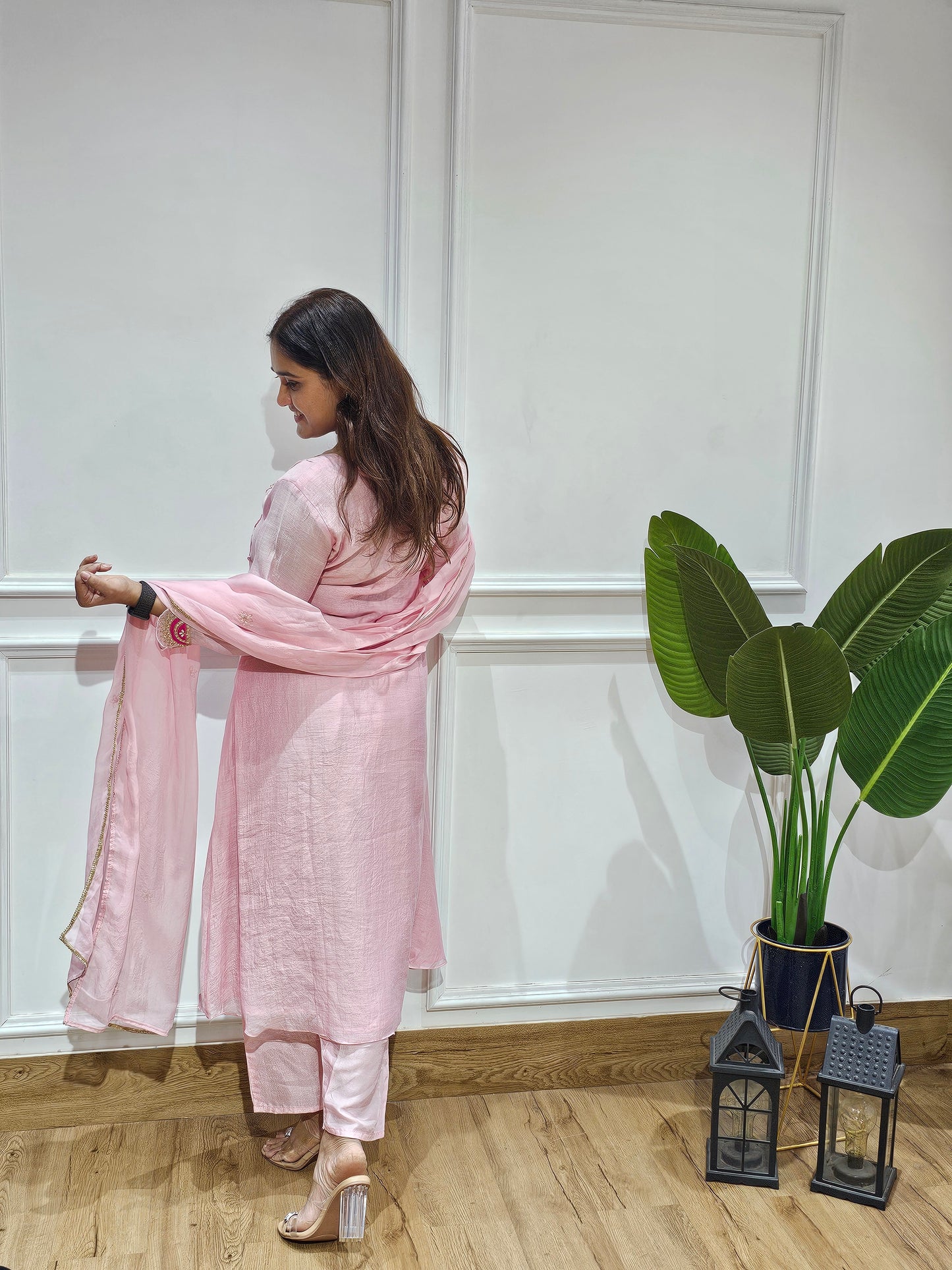 Jeenas pure mul chanderi zari suit set