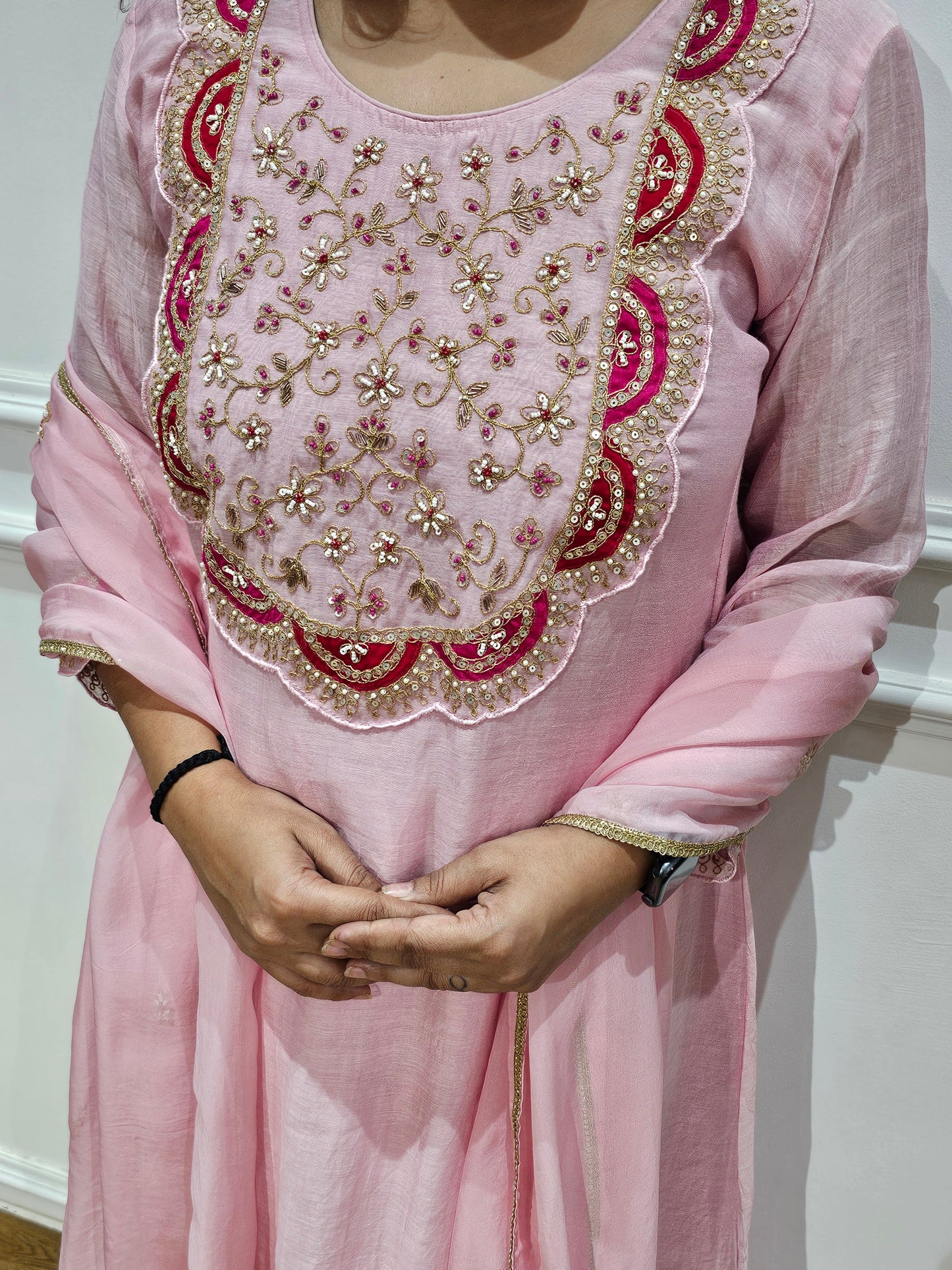 Jeenas pure mul chanderi zari suit set