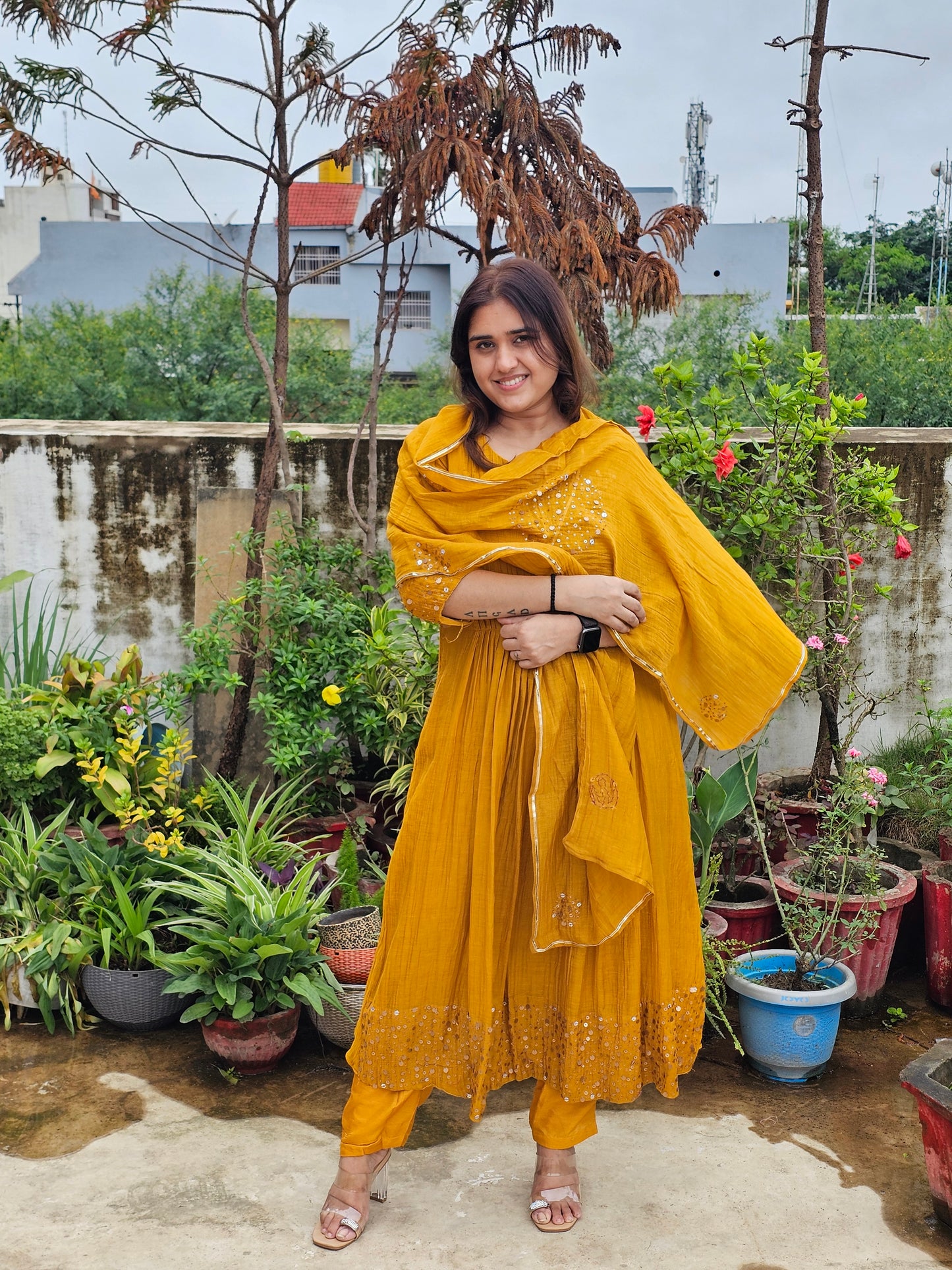 Jeenas pure mul chanderi sequin set