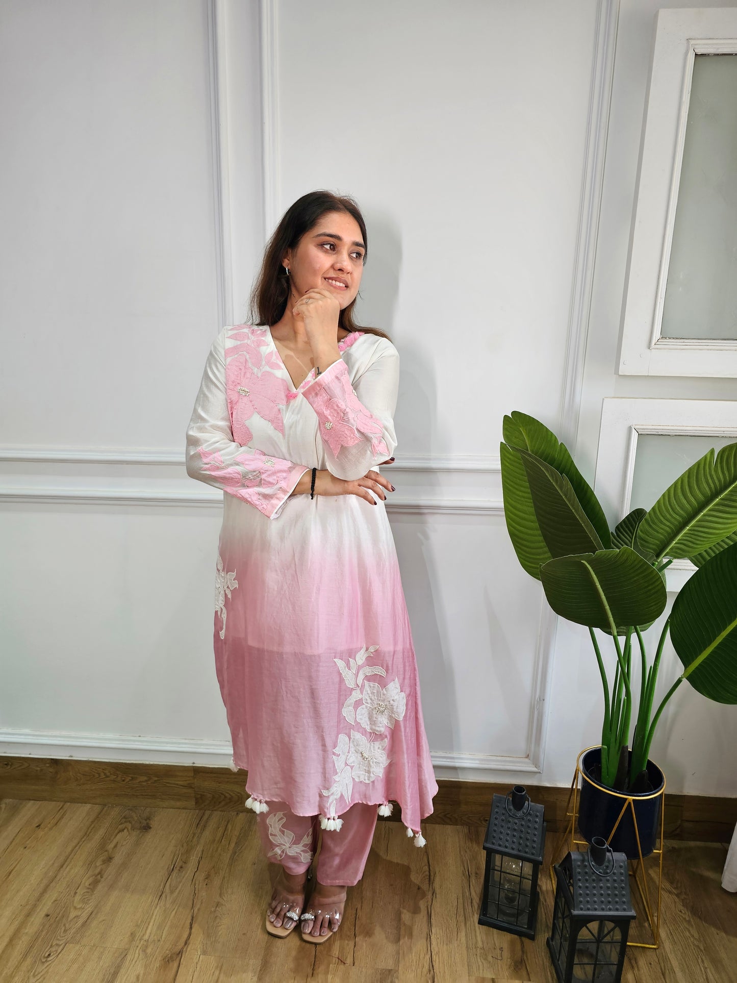 Jeenas pure mul chanderi Kurta set