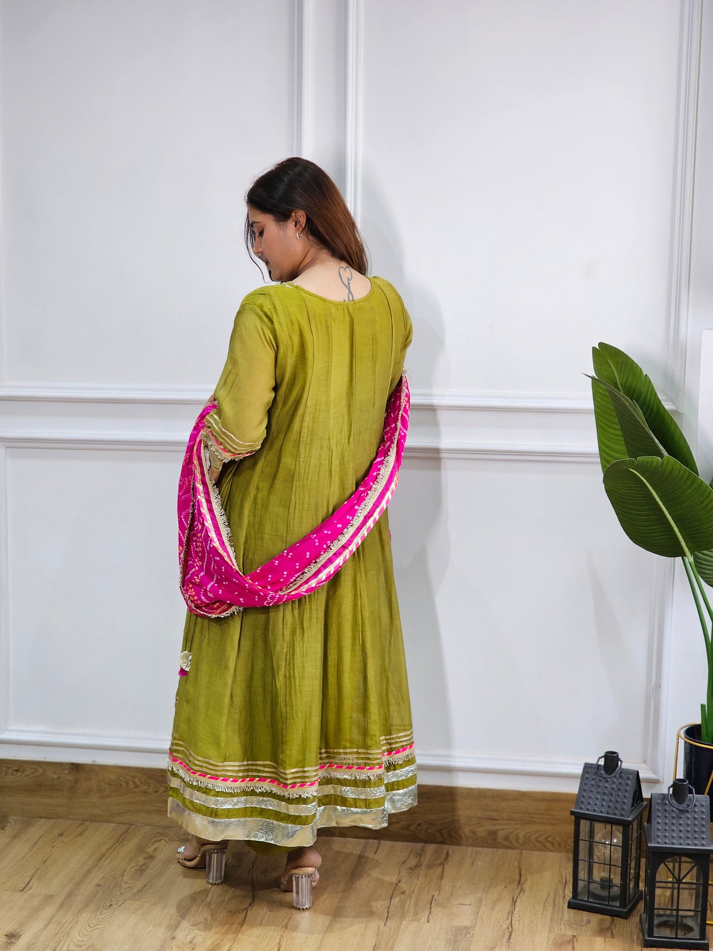 Jeenas pure mul chanderi suit set